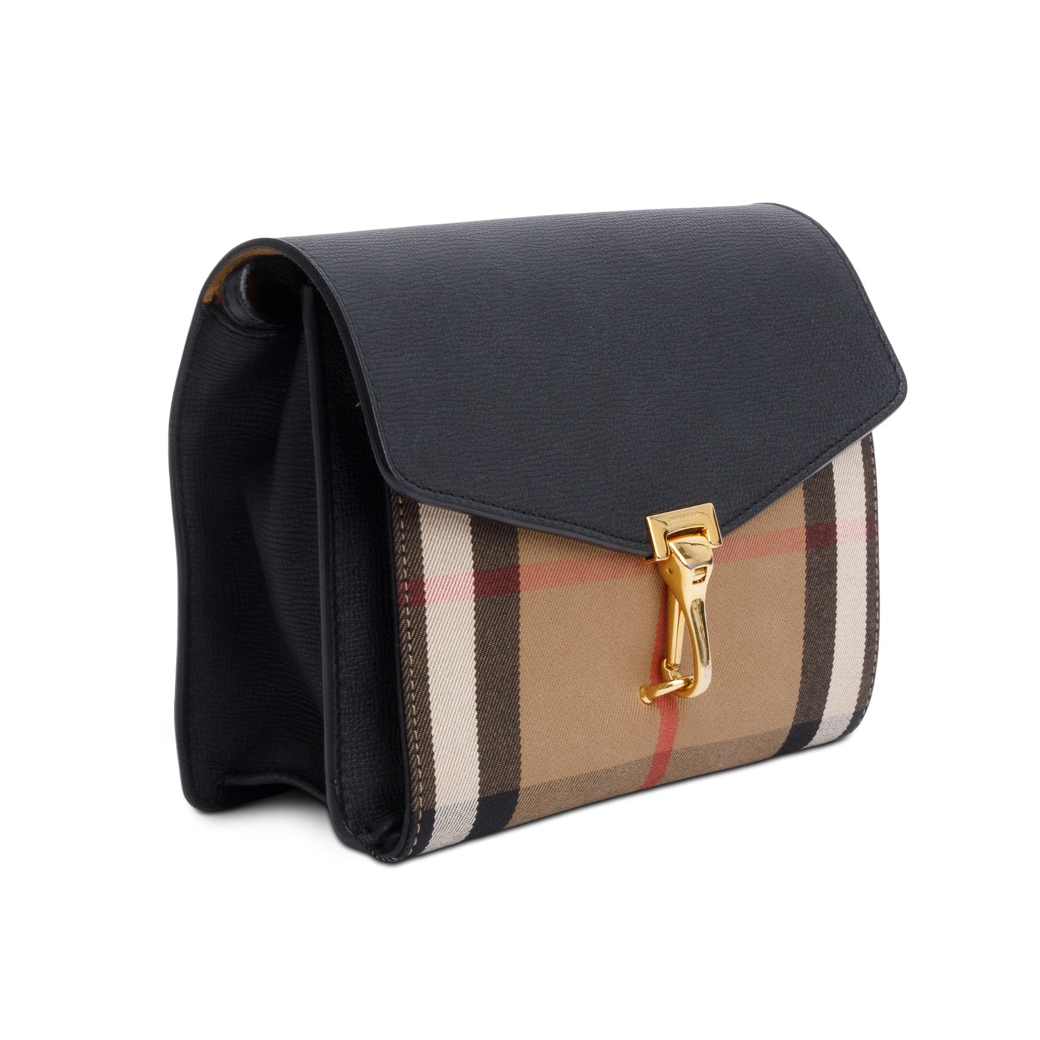 Burberry Black Calfskin House Check Macken Crossbody Bag
