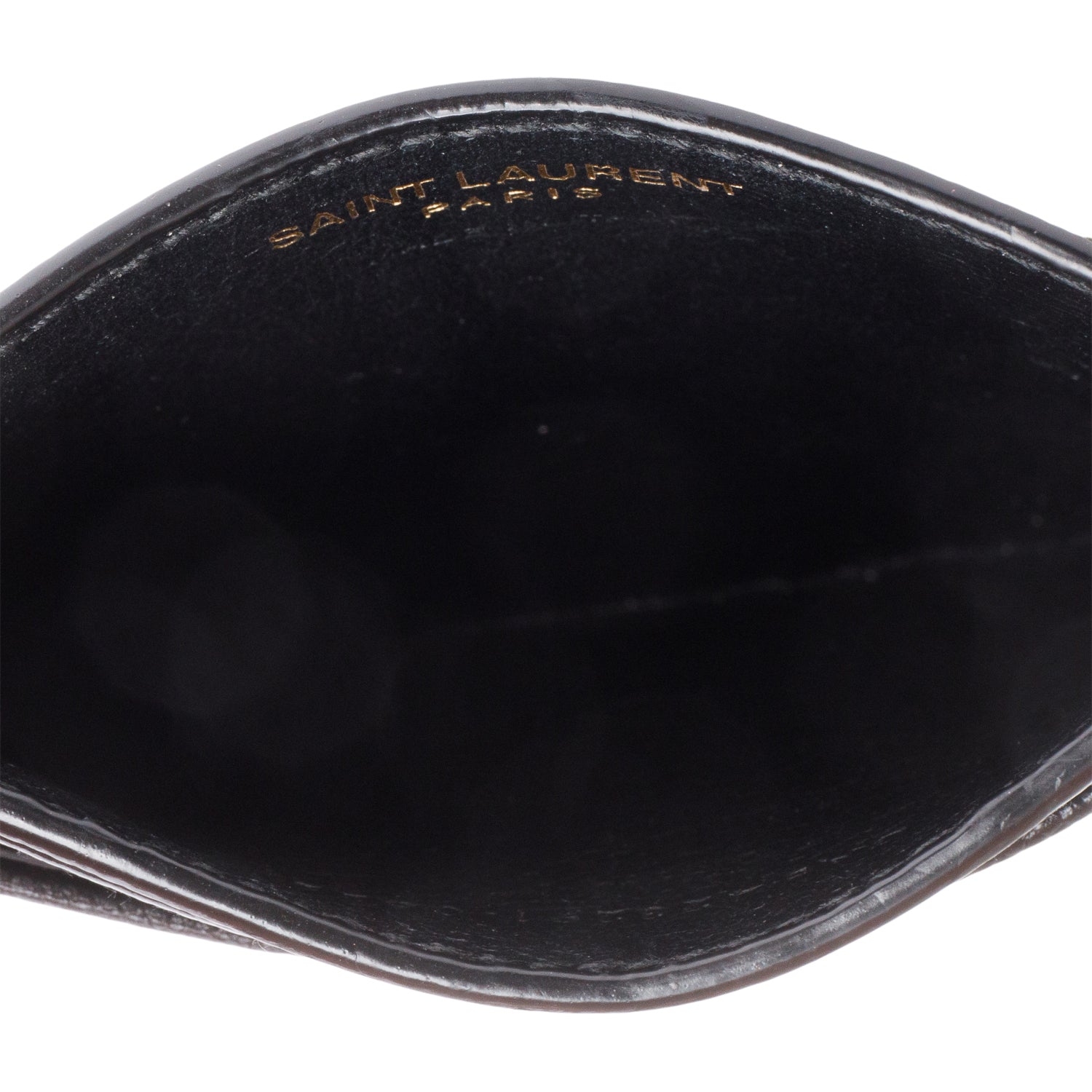 Saint Laurent Black Grain de Poudre Matelasse Chevron Leather Cassandre Card Case