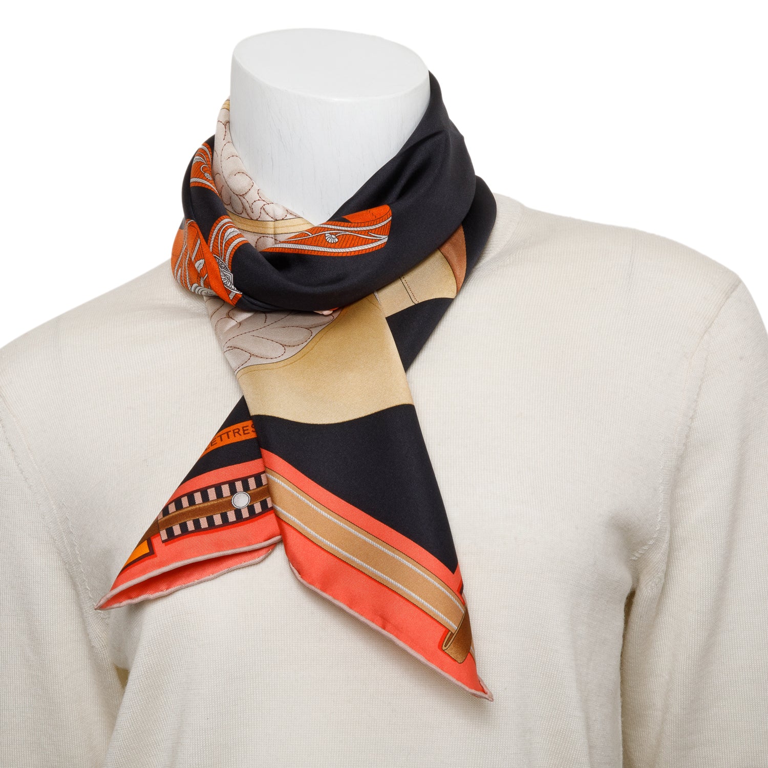 Hermes 'Lettres Equestres' Silk Scarf 90 w/ Box