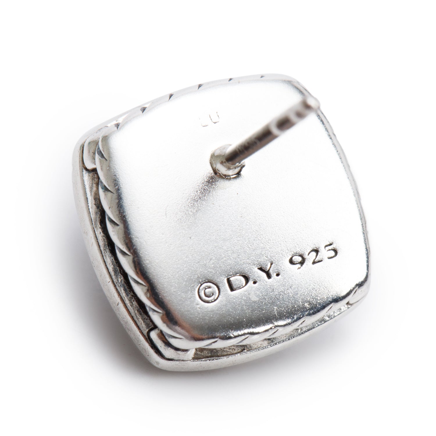 David Yurman Sterling Silver Hematine & Diamond Albion Stud Earrings