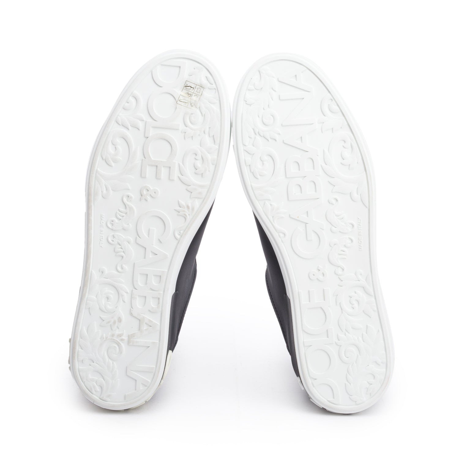 Dolce & Gabbana Black/White Leather Signature Logo Sneaker, Size 10 w/ Box