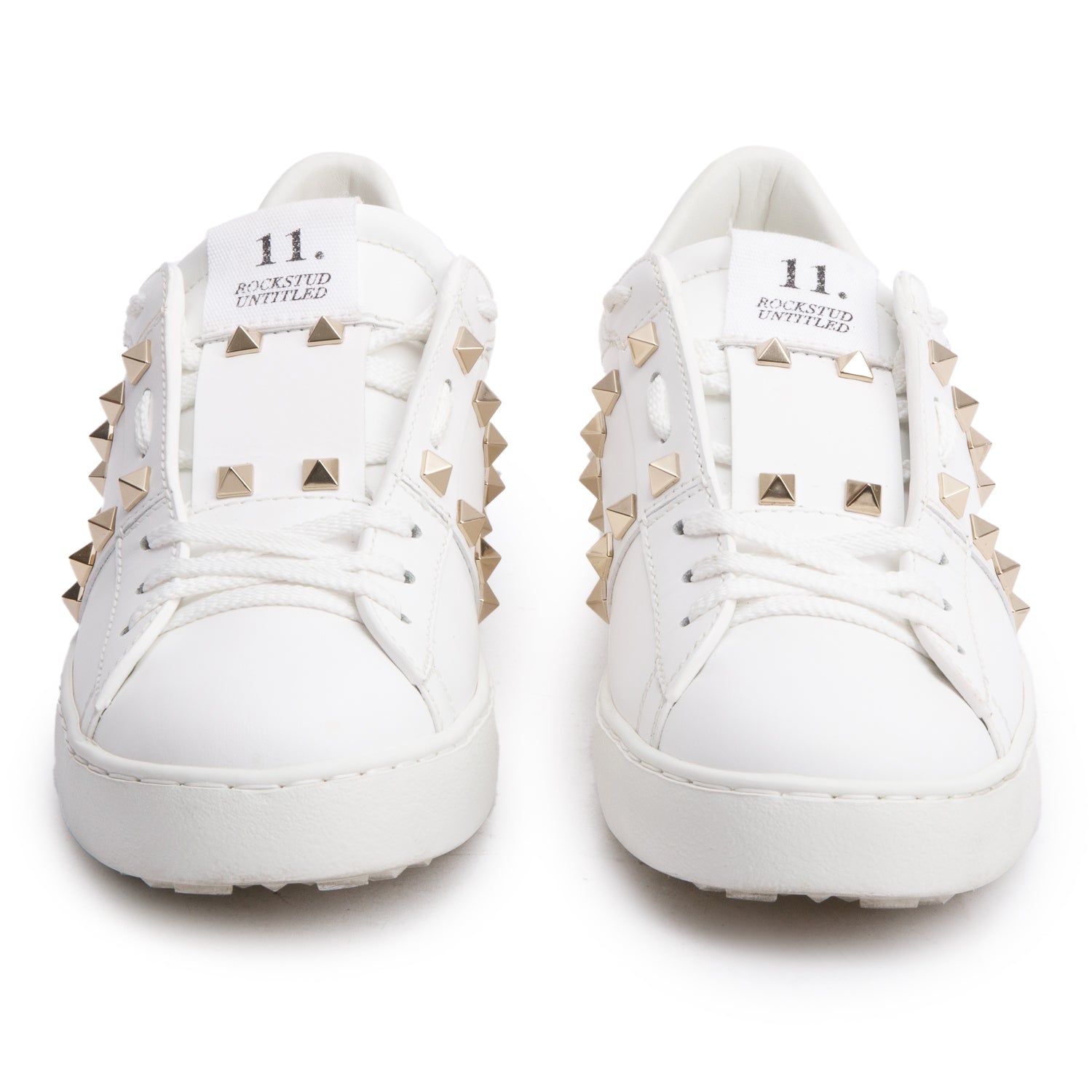 Valentino White Leather Rockstud Untitled Sneakers, Size 38 w/ Box