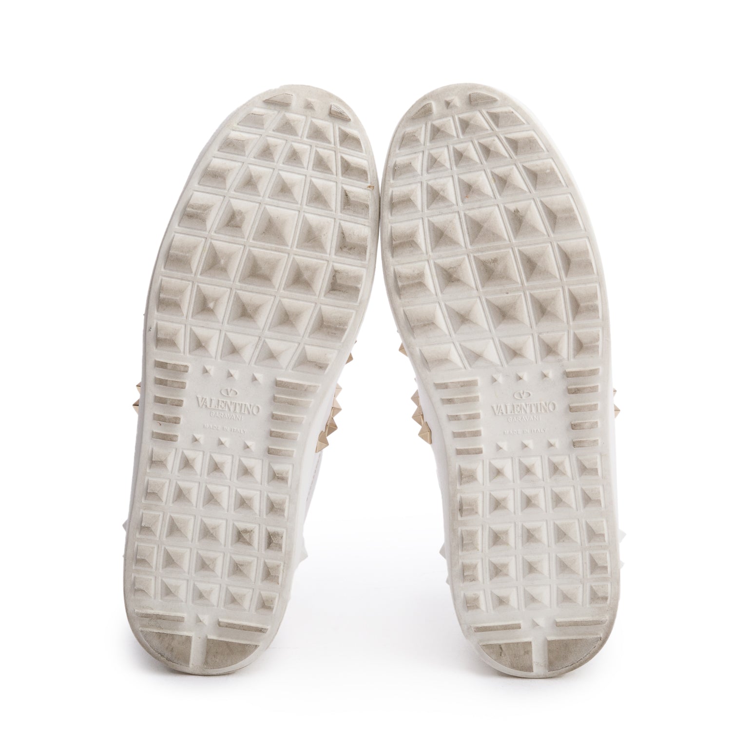 Valentino White Leather Rockstud Untitled Sneakers, Size 38 w/ Box