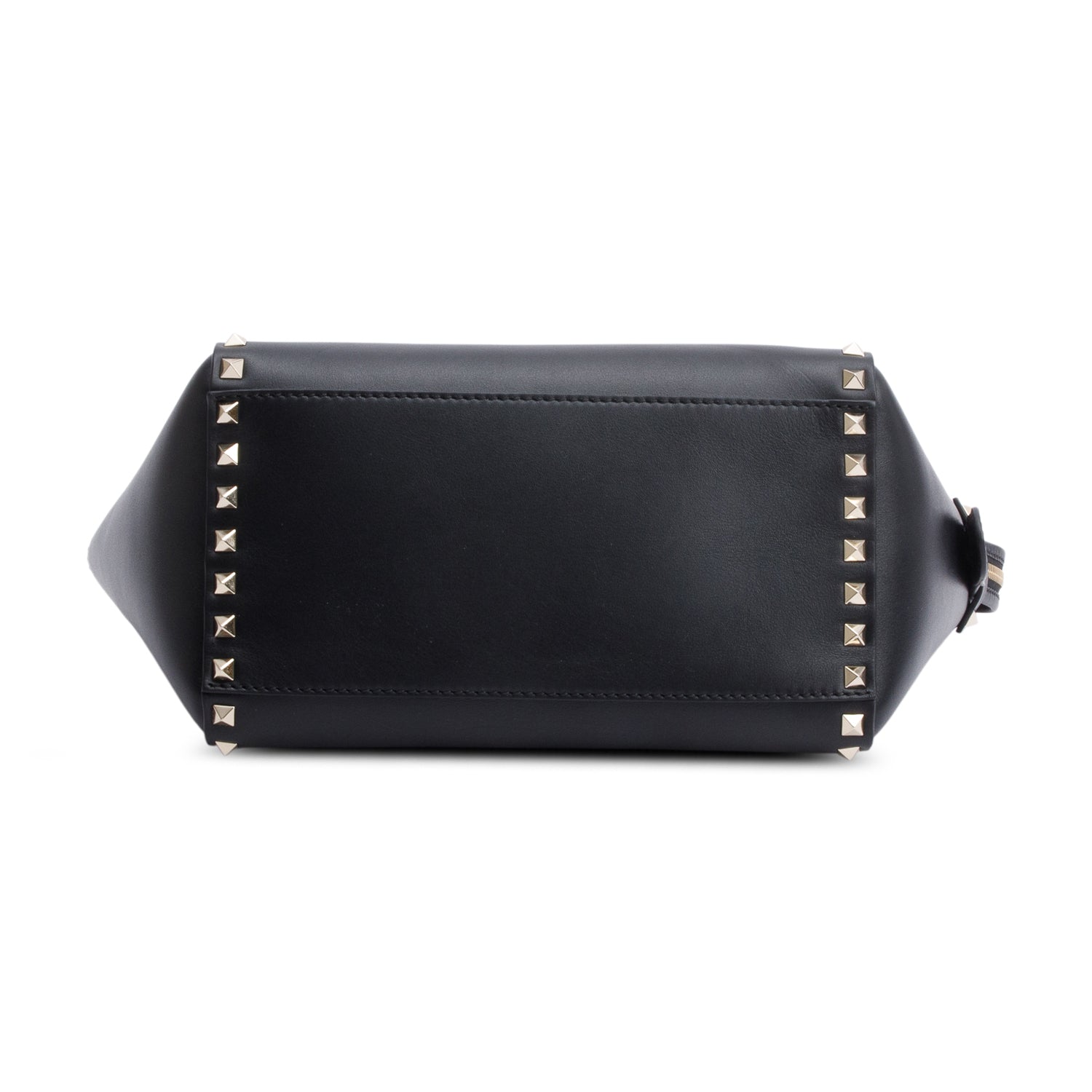 Valentino Black Calfskin Leather Small Rockstud Tote Bag w/ Strap