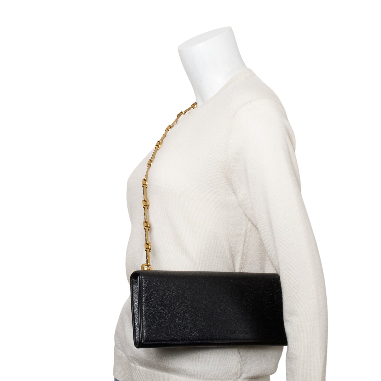 Balenciaga Essential Black Calfskin Leather Chain Shoulder Bag