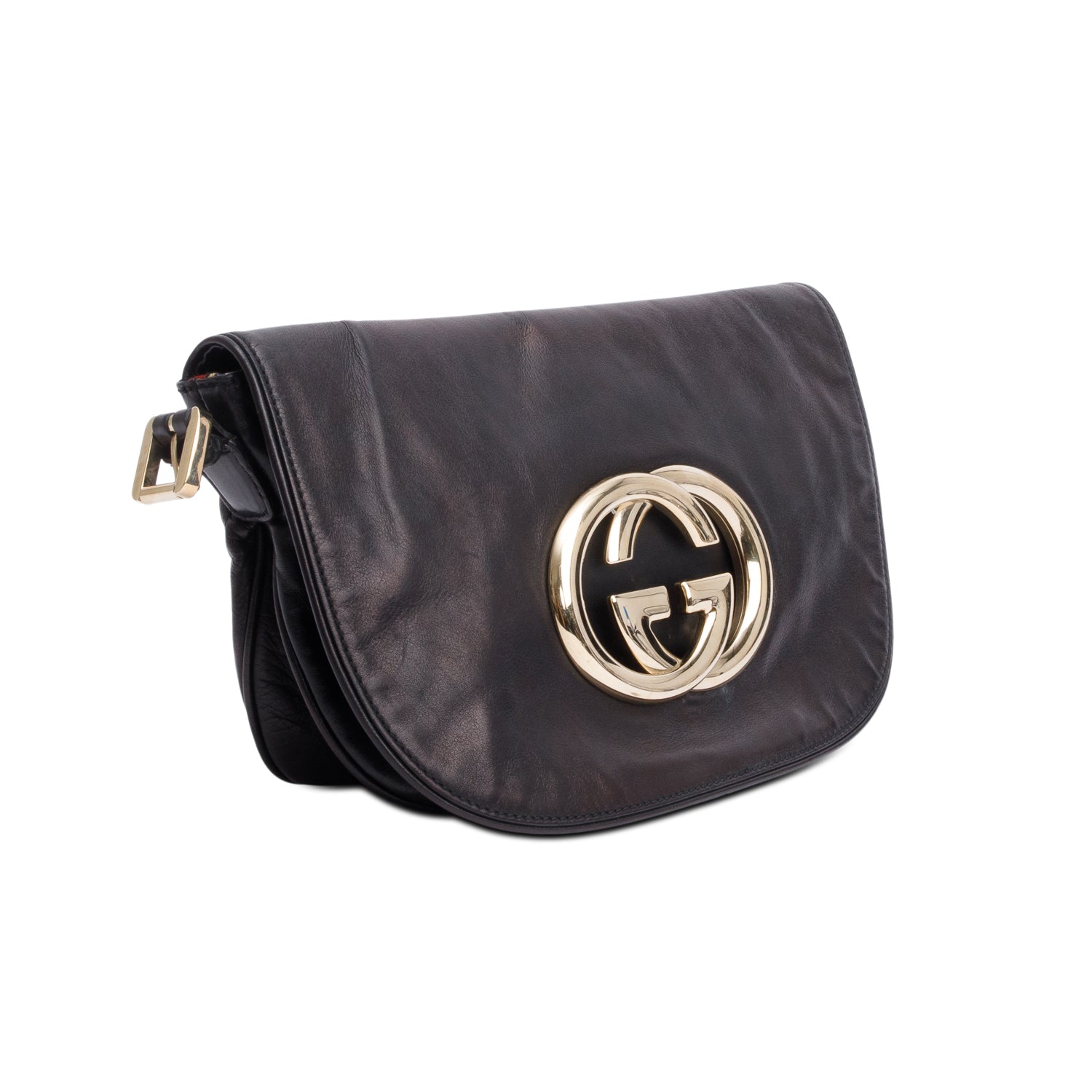 Gucci Black Leather GG Britt Flap Shoulder Bag