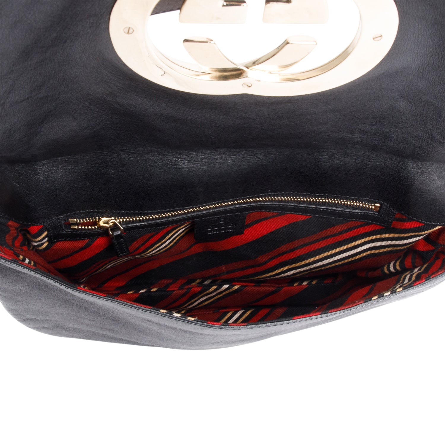 Gucci Black Leather GG Britt Flap Shoulder Bag