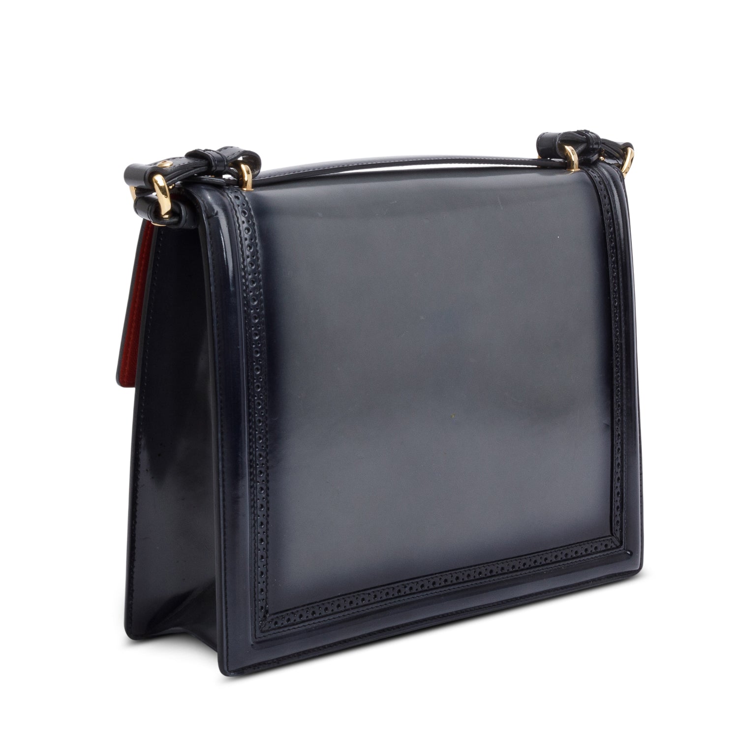 Ferragamo Black/Grey Ombre Patent Leather Marisol Crossbody Bag