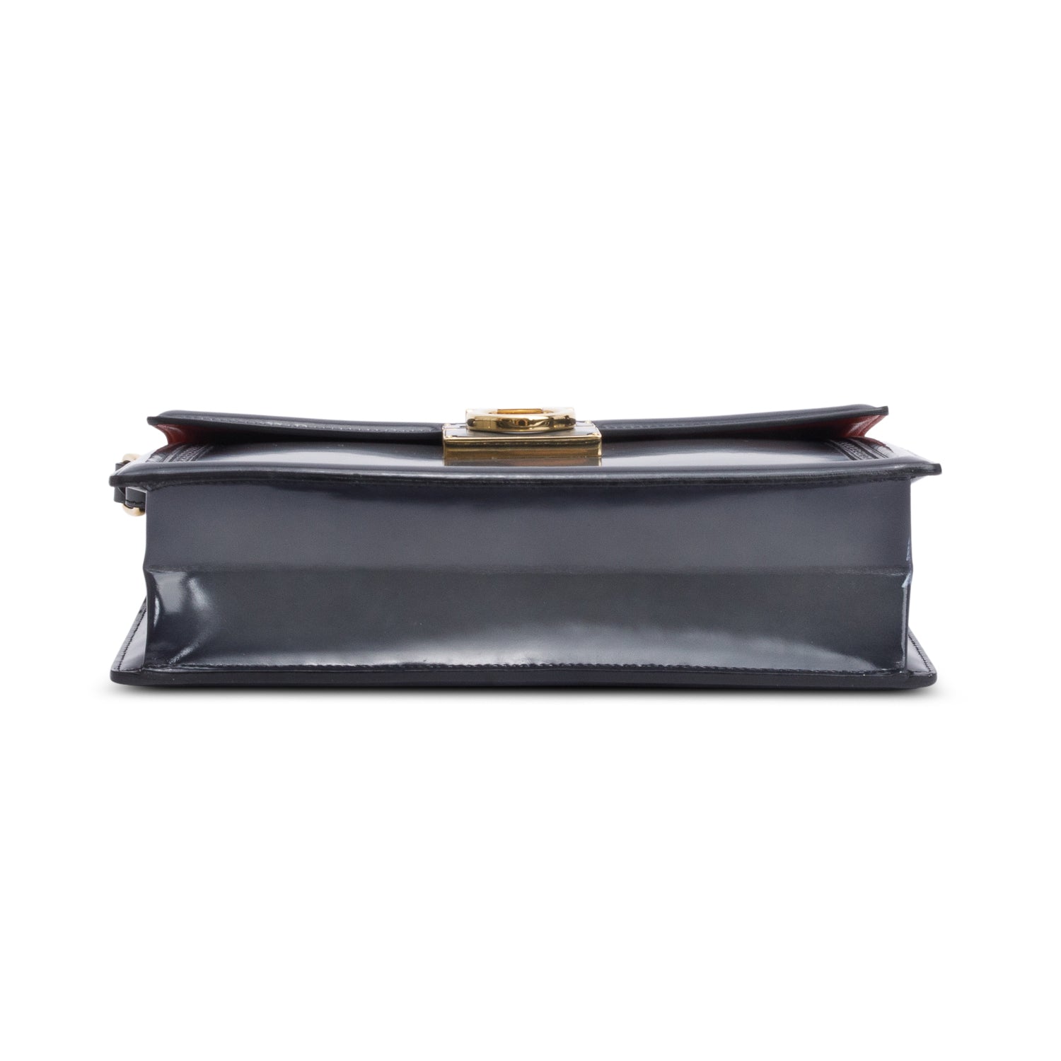 Ferragamo Black/Grey Ombre Patent Leather Marisol Crossbody Bag