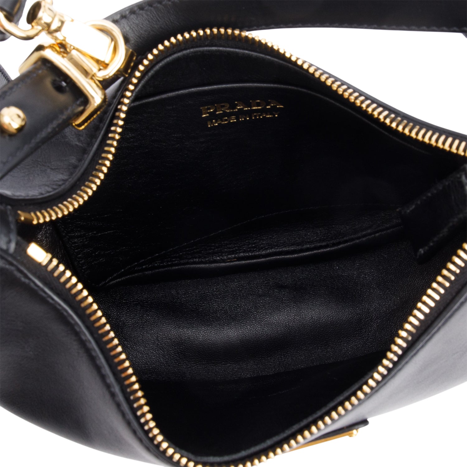 Prada Black Soft Calf Leather Small Arque Shoulder Bag w/ Strap