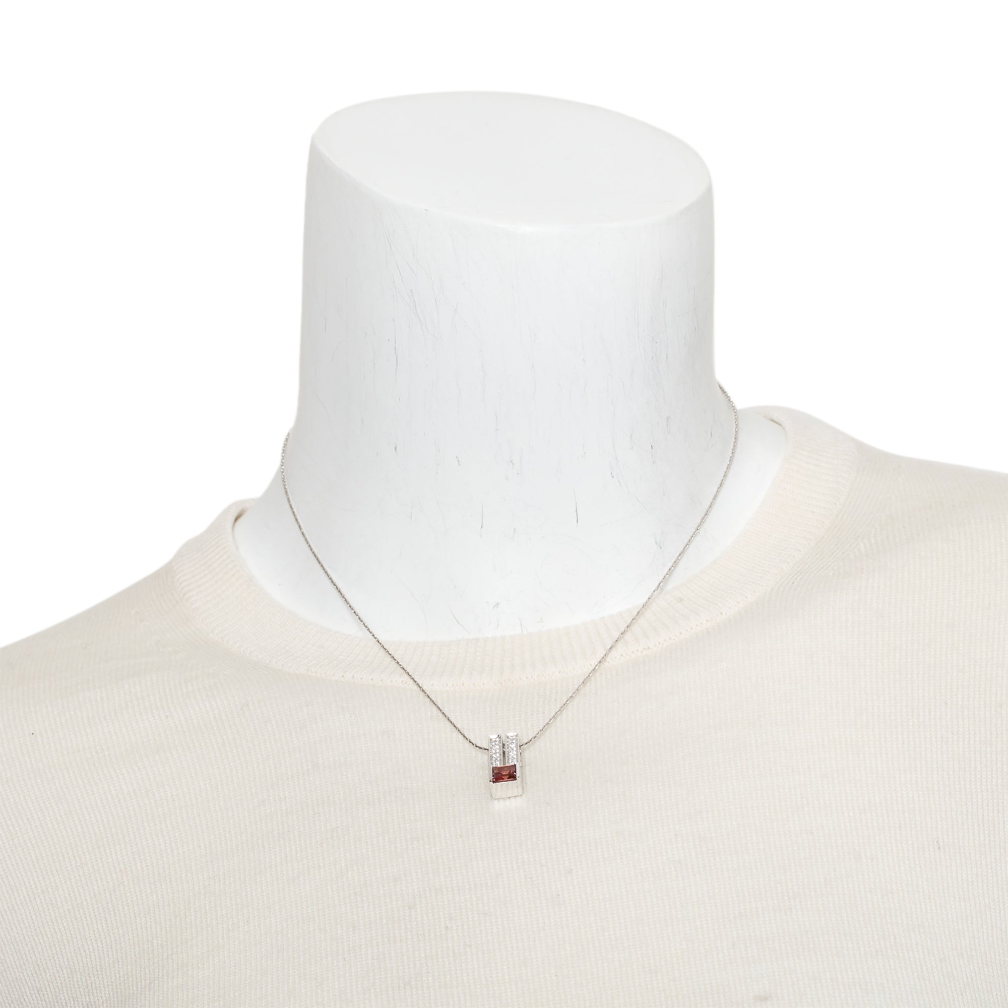18k White Gold Pink Tourmaline and Diamond Pendant Necklace
