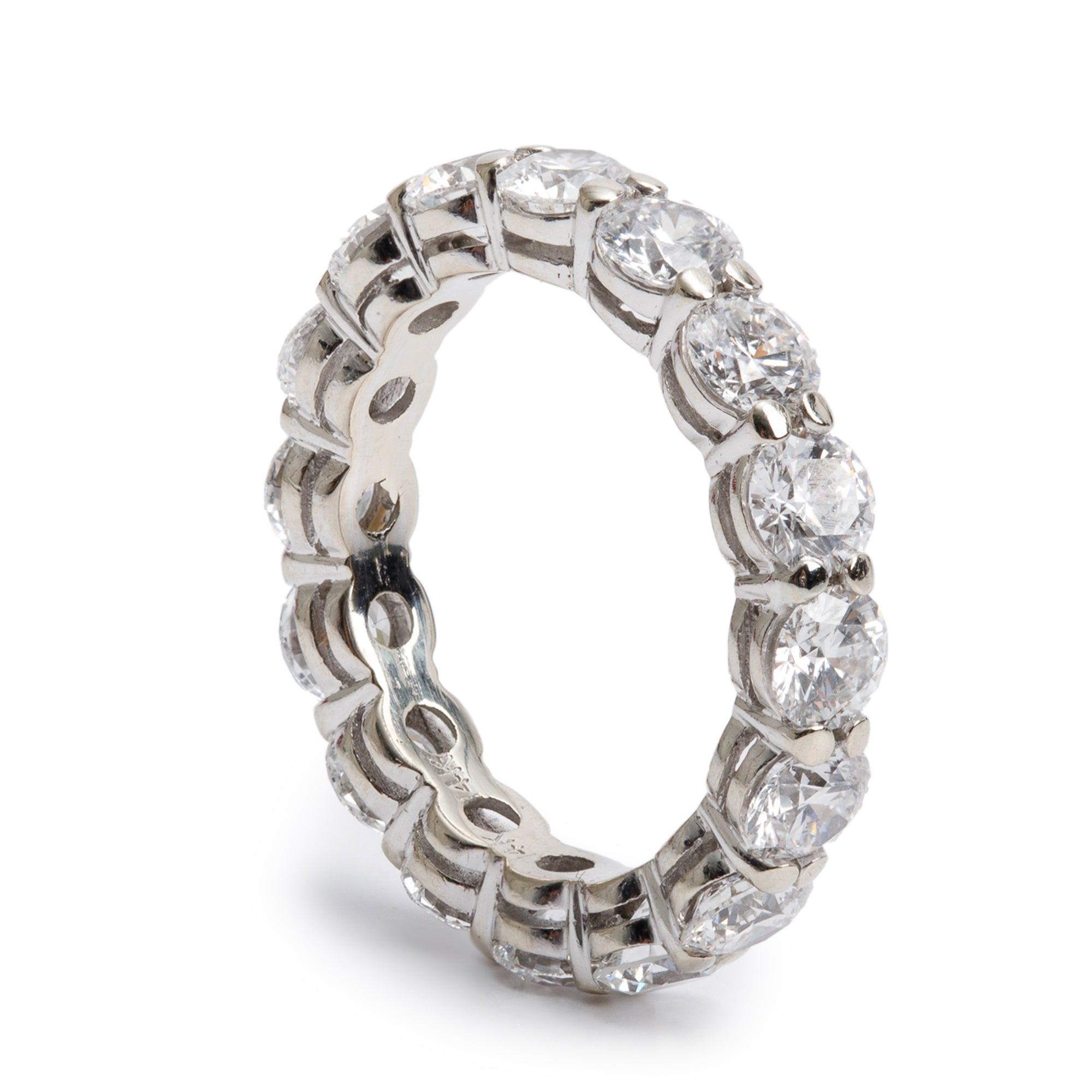 14k White Gold 3.40 tcw. Diamond Eternity Band Ring, Size 6