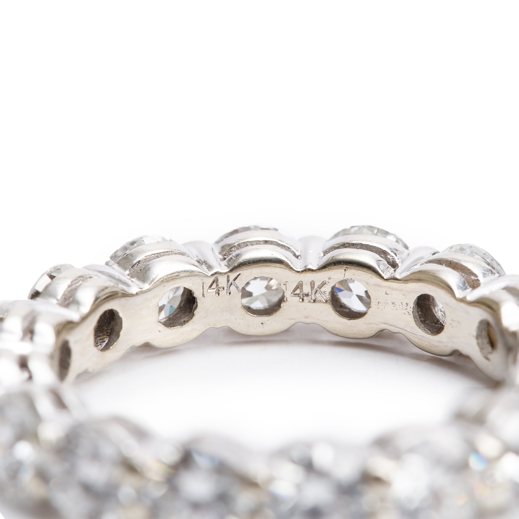 14k White Gold 3.40 tcw. Diamond Eternity Band Ring, Size 6