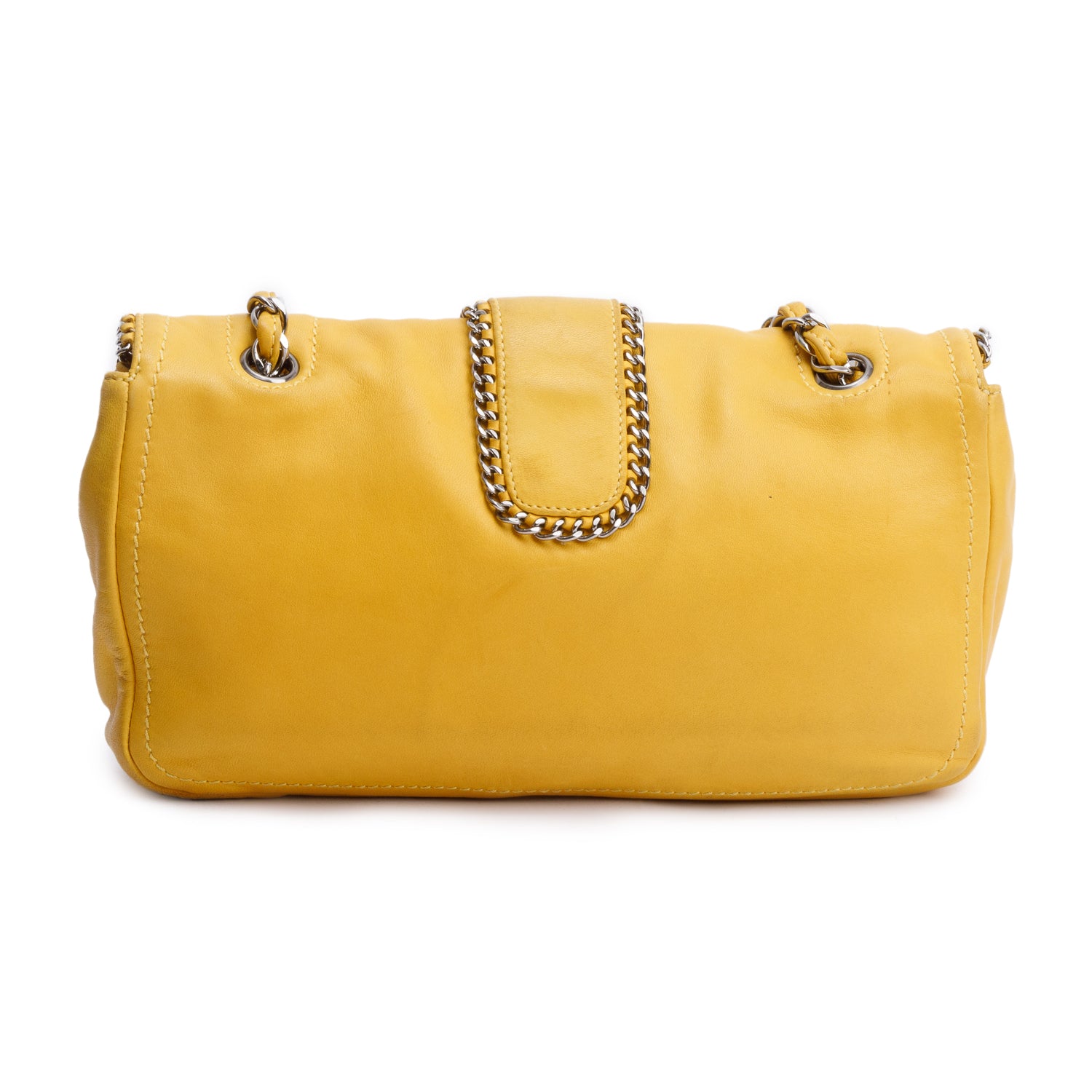 Chanel Yellow Lambskin Leather Large Madison Flap Bag