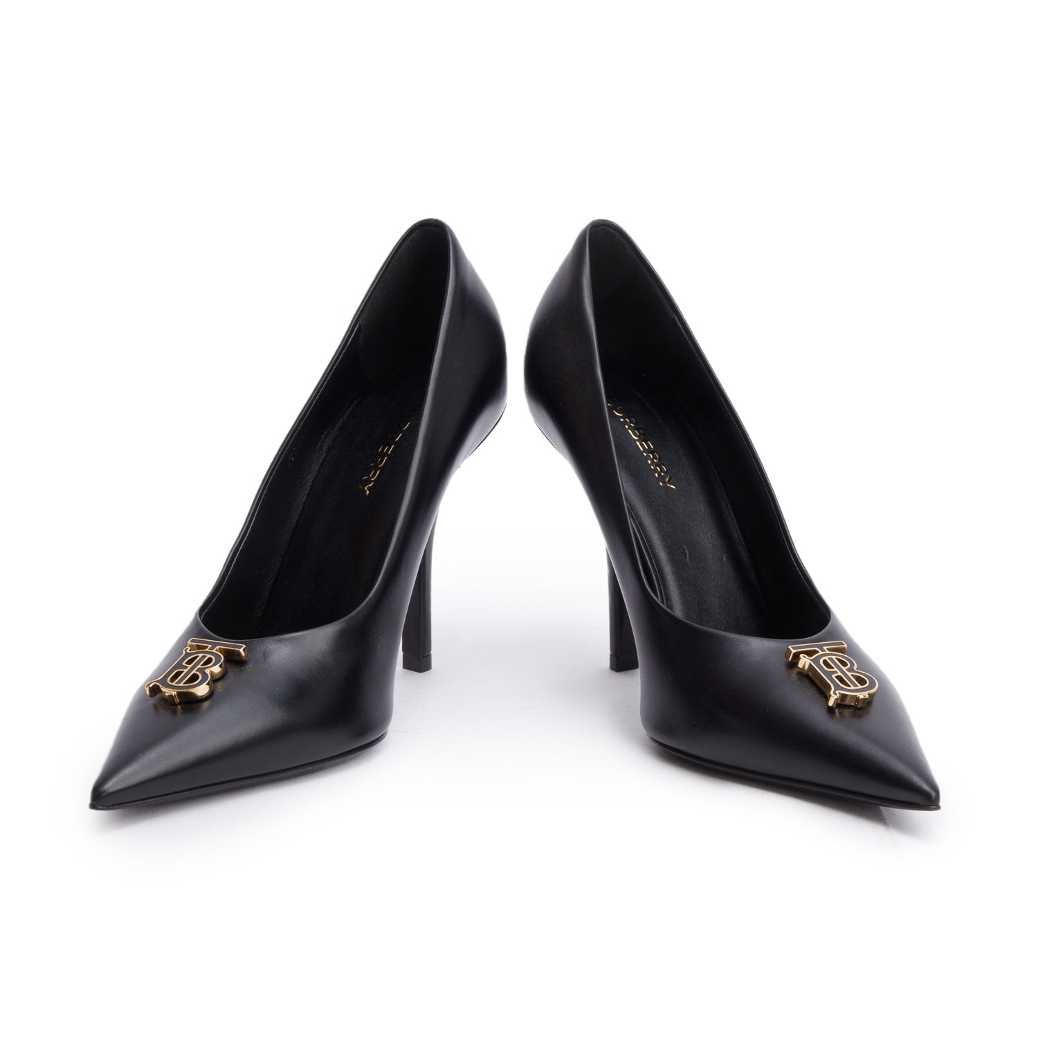 Burberry Black Leather TB Pumps, Size 38 w/ Box