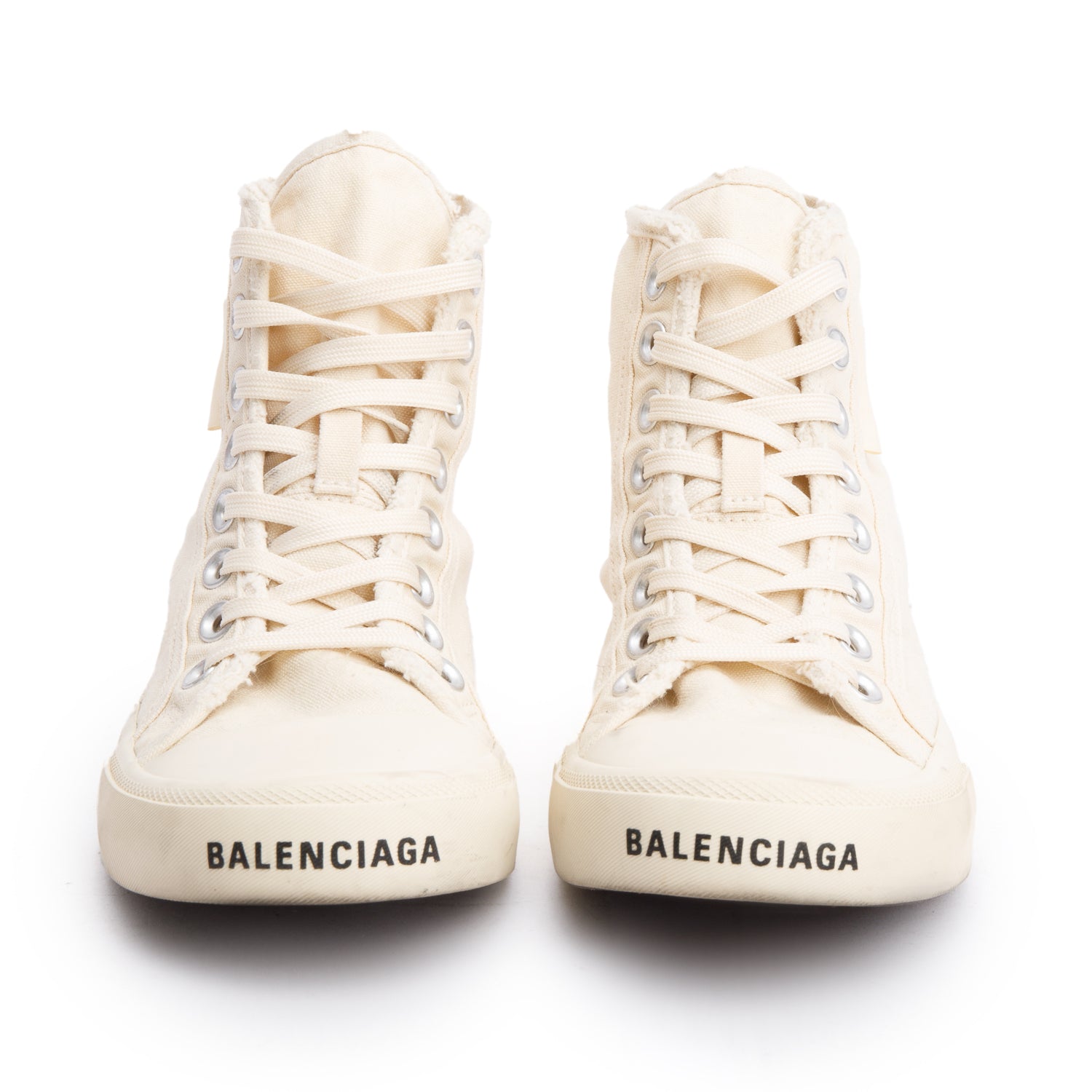 Balenciaga Neutral Canvas Paris Hight-Top Sneakers, Size 37 w/ Box