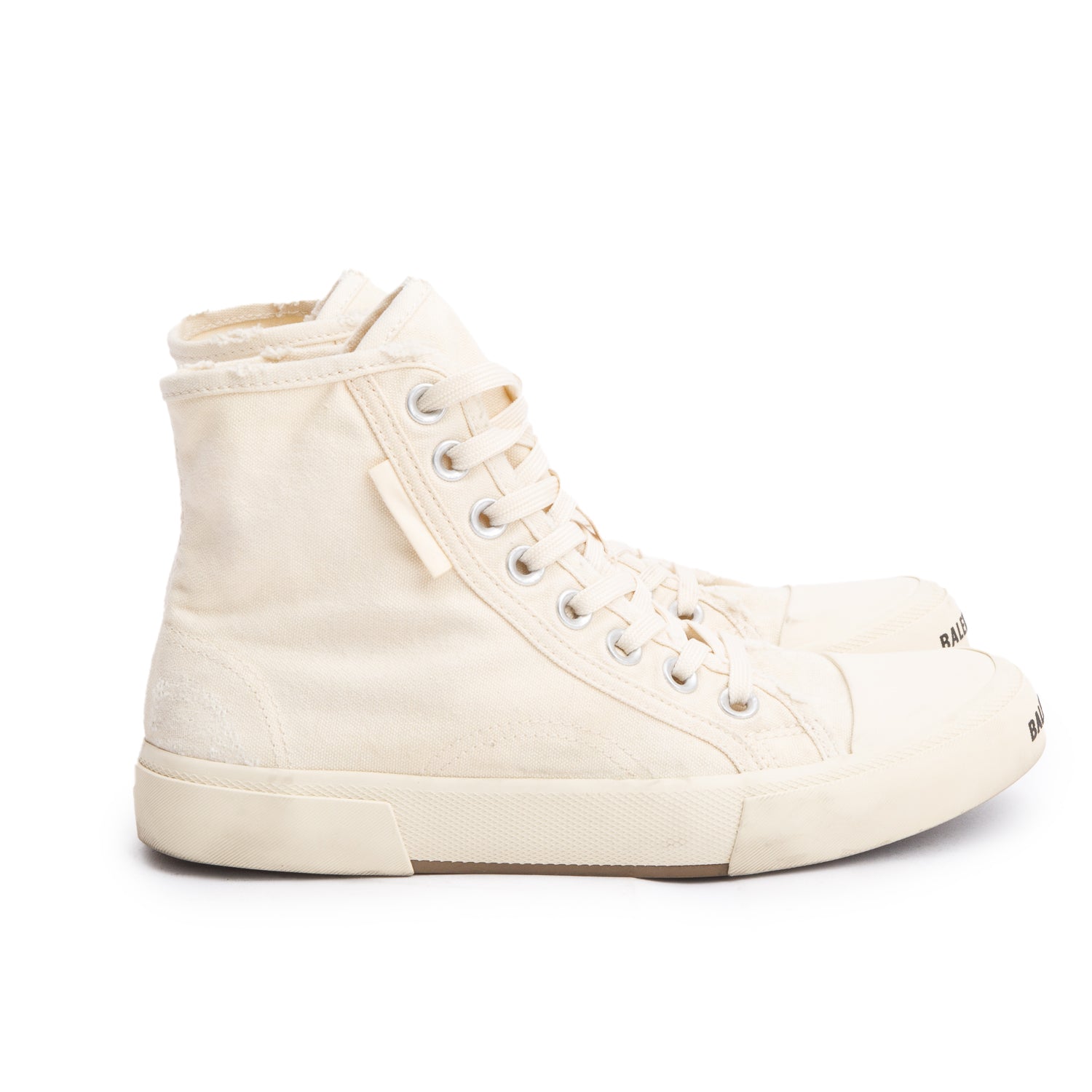 Balenciaga Neutral Canvas Paris Hight-Top Sneakers, Size 37 w/ Box
