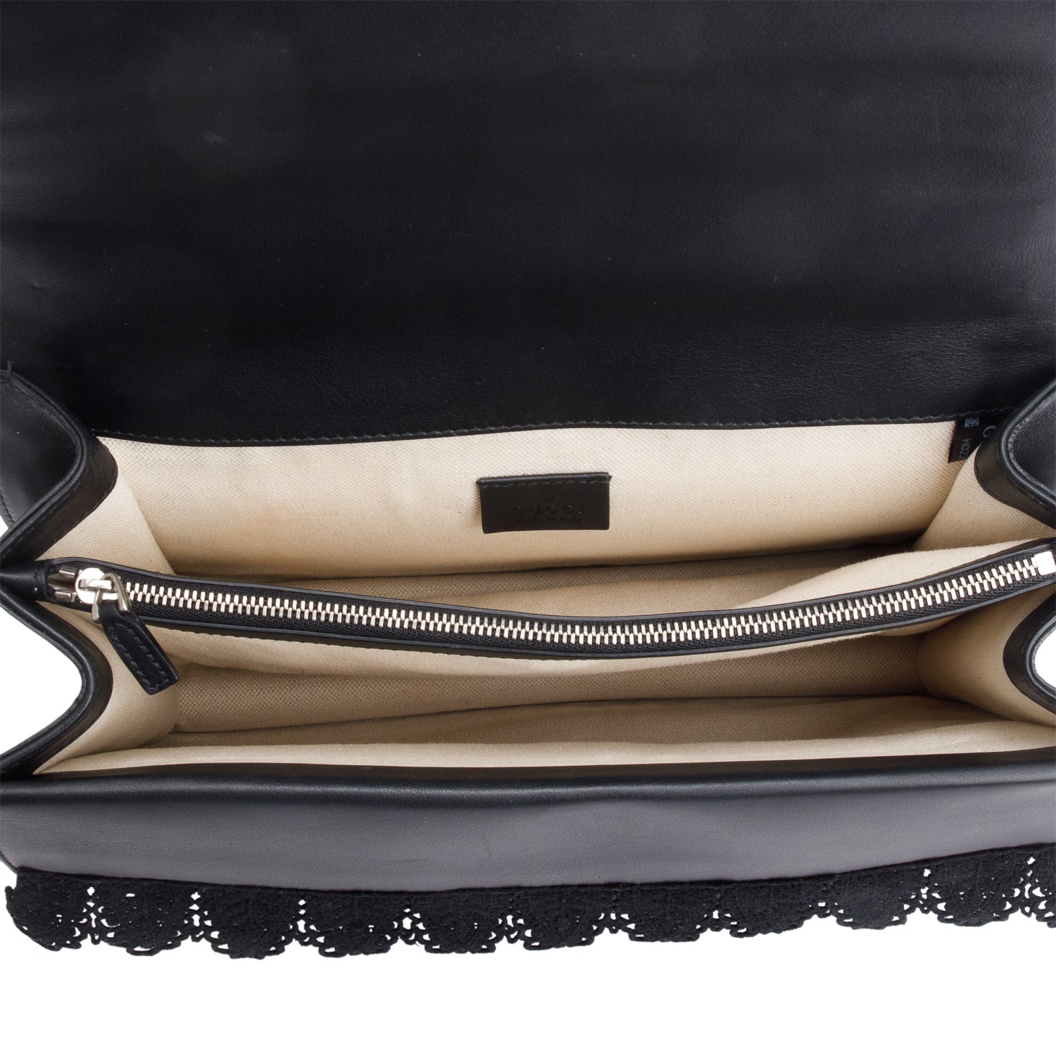 Gucci Black Lace Beaded Embellishment Leather Dionysus Medium Shoulder Bag