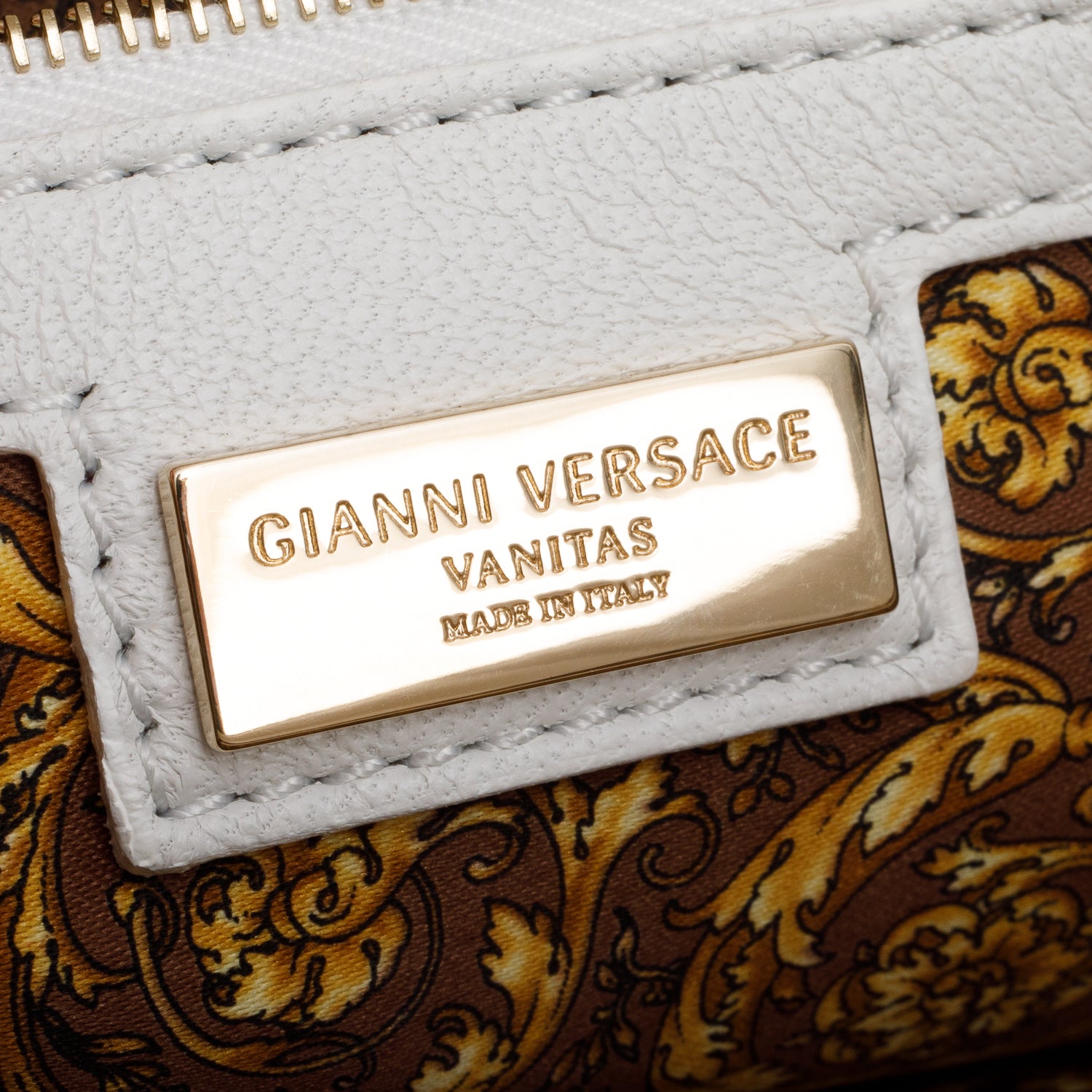 Versace White Quilted Calfskin Leather Studded Tassel Talia Vanitas Shoulder Bag
