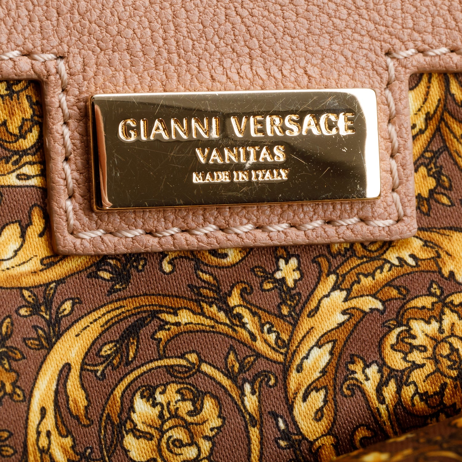 Versace Beige Quilted Calfskin Leather Tassel Elettra Vanitas Tote Bag