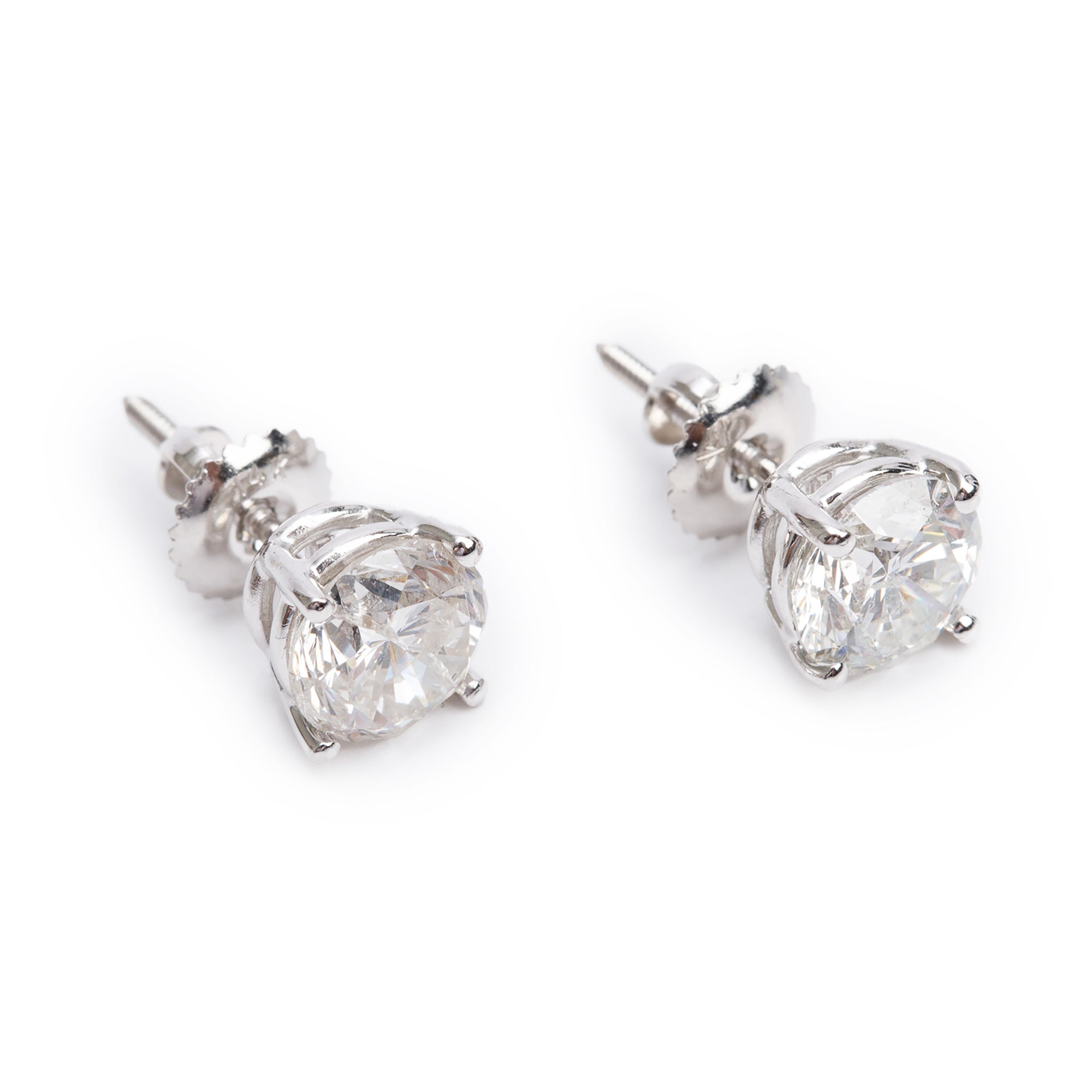 14k White Gold 2.55 tcw. Diamond Stud Earrings