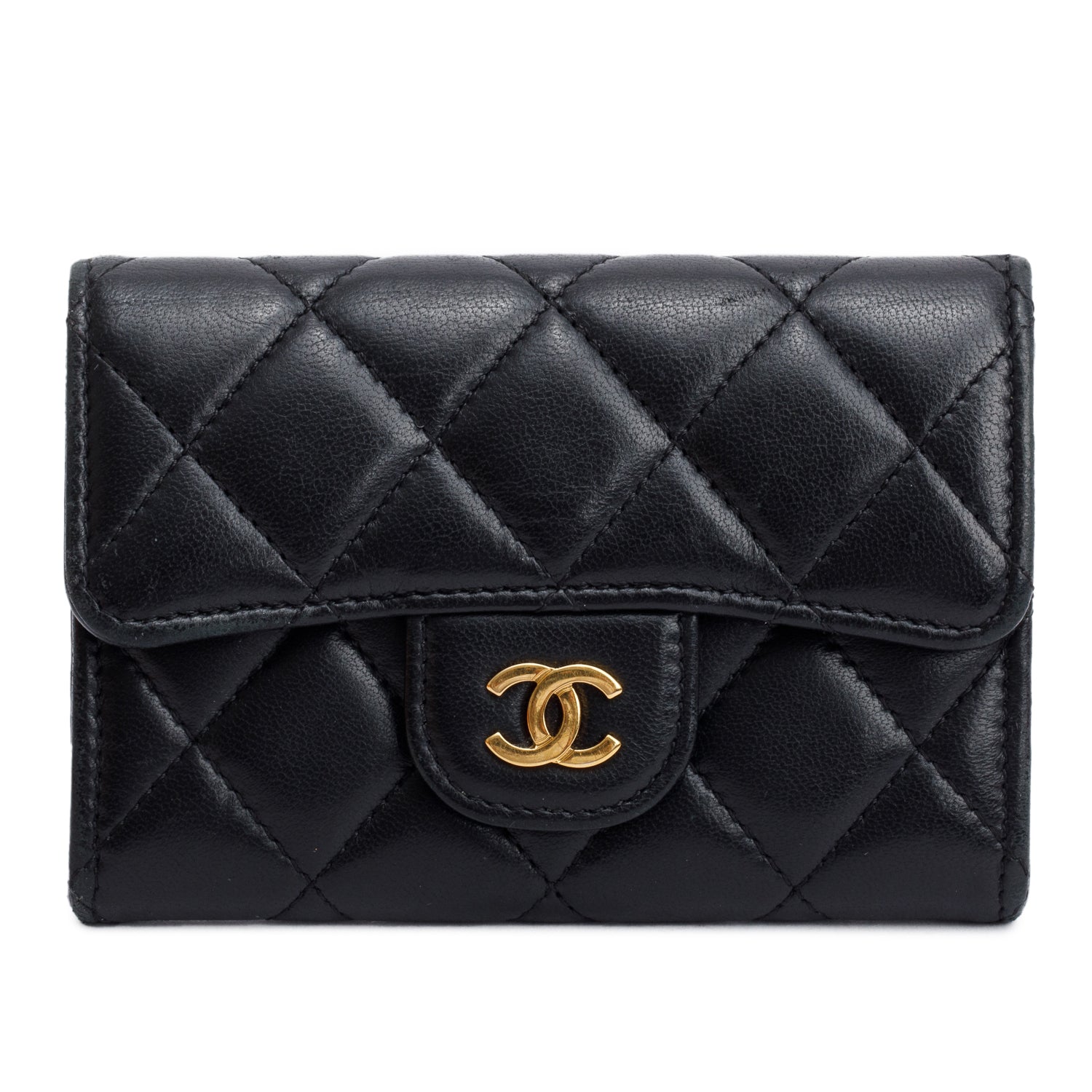 Chanel Black Quilted Lambskin Leather Classic Flap Card Holder w/ Box & Authenticity Card