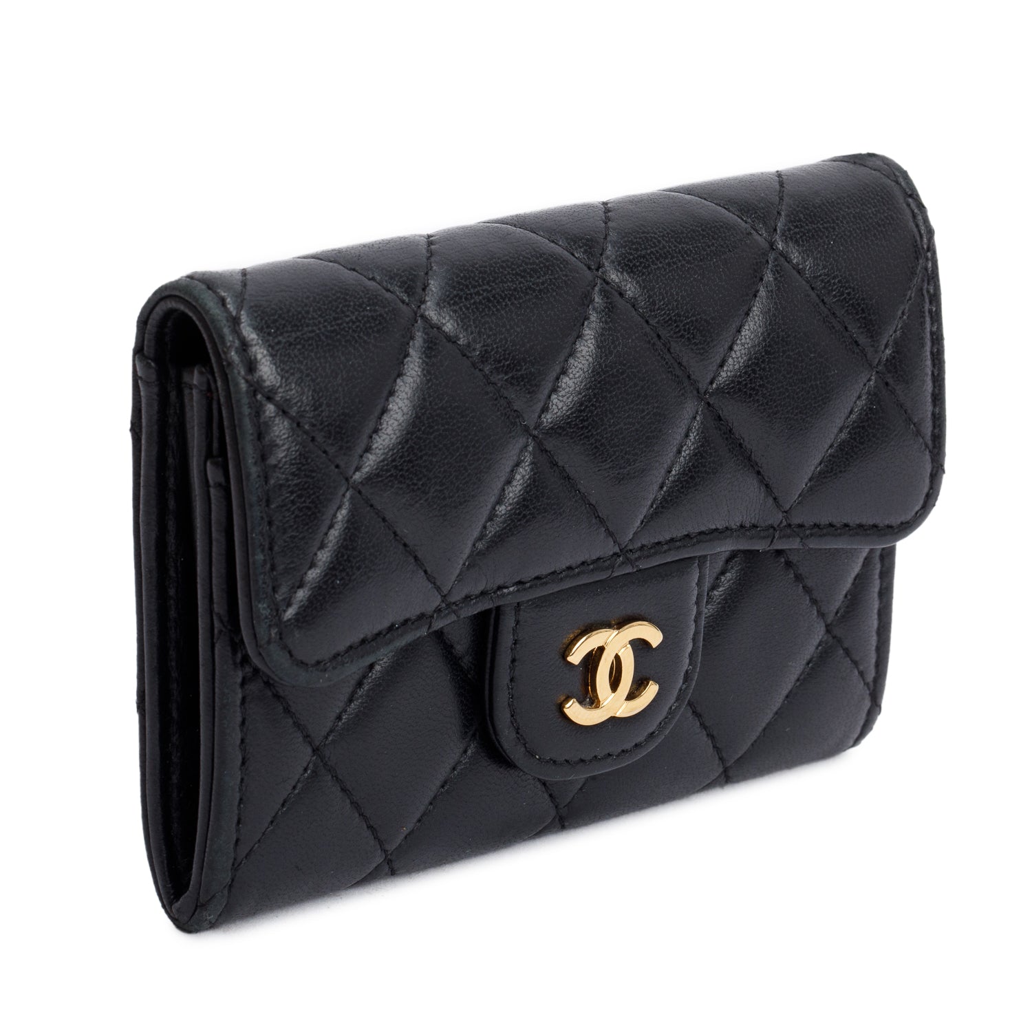 Chanel Black Quilted Lambskin Leather Classic Flap Card Holder w/ Box & Authenticity Card