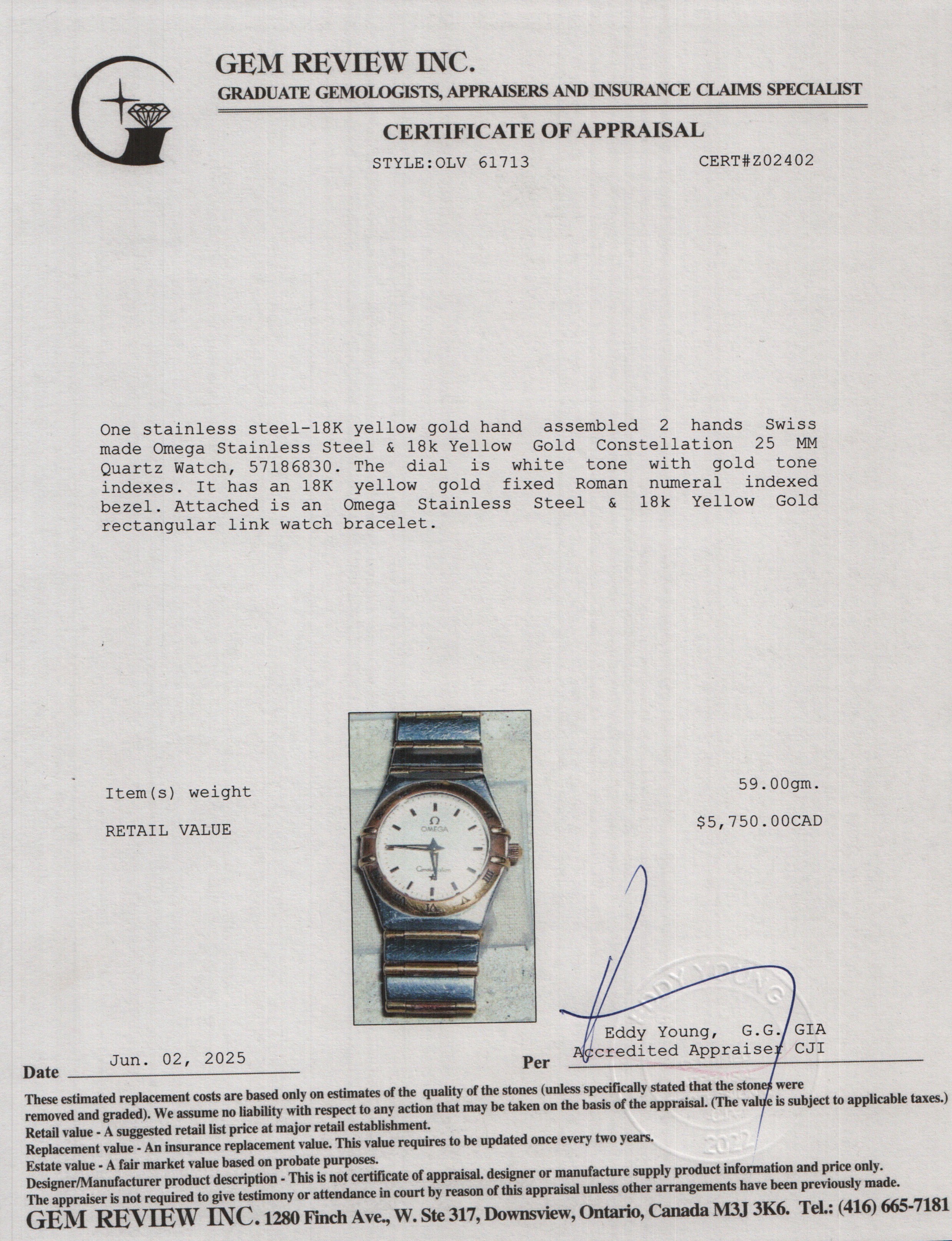 Omega Stainless Steel & 18k Yellow Gold Constellation 25 MM Quartz Watch