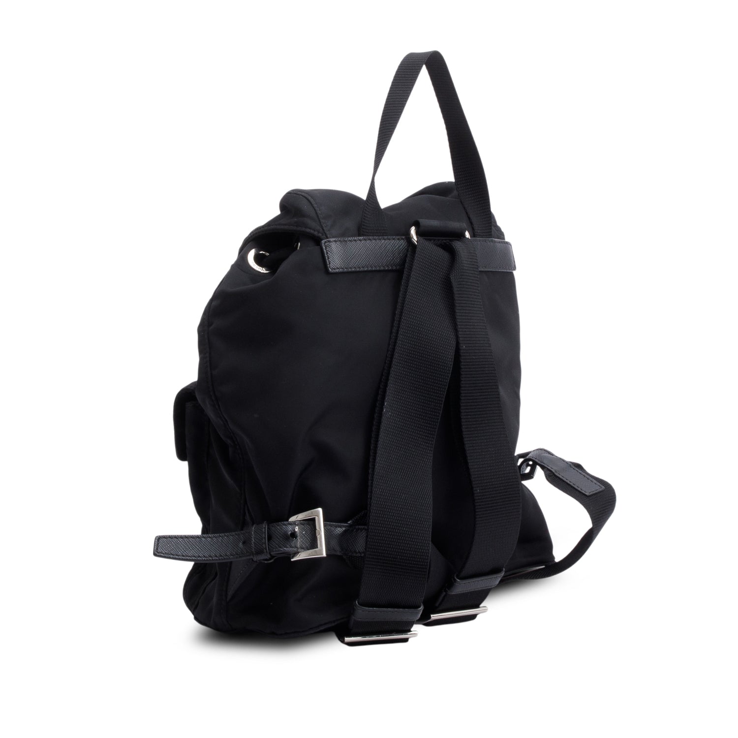 Prada Black Tessuto Nylon & Saffiano Leather Vela Small Backpack