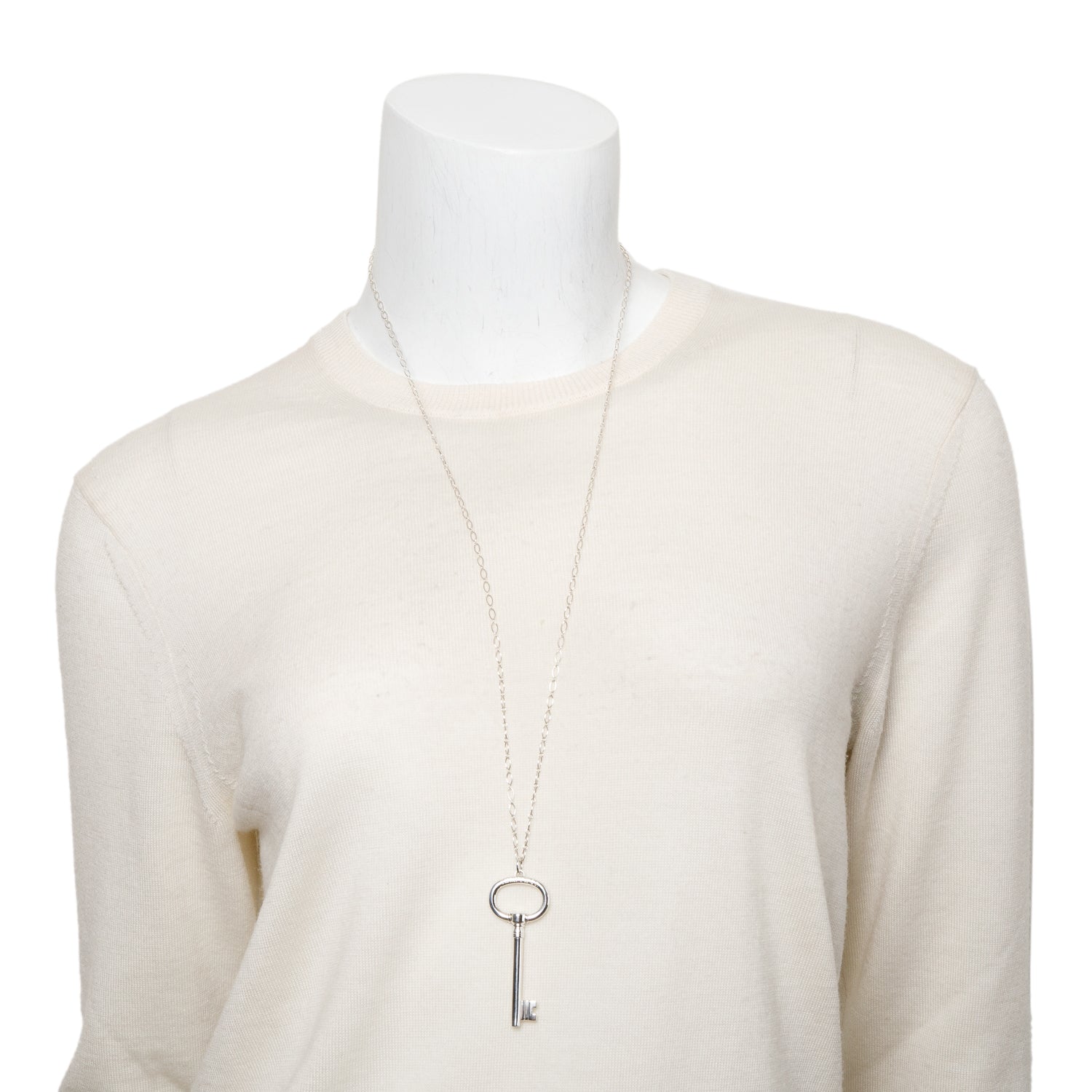 Tiffany & Co. Sterling Silver Large Oval Key Pendant Necklace
