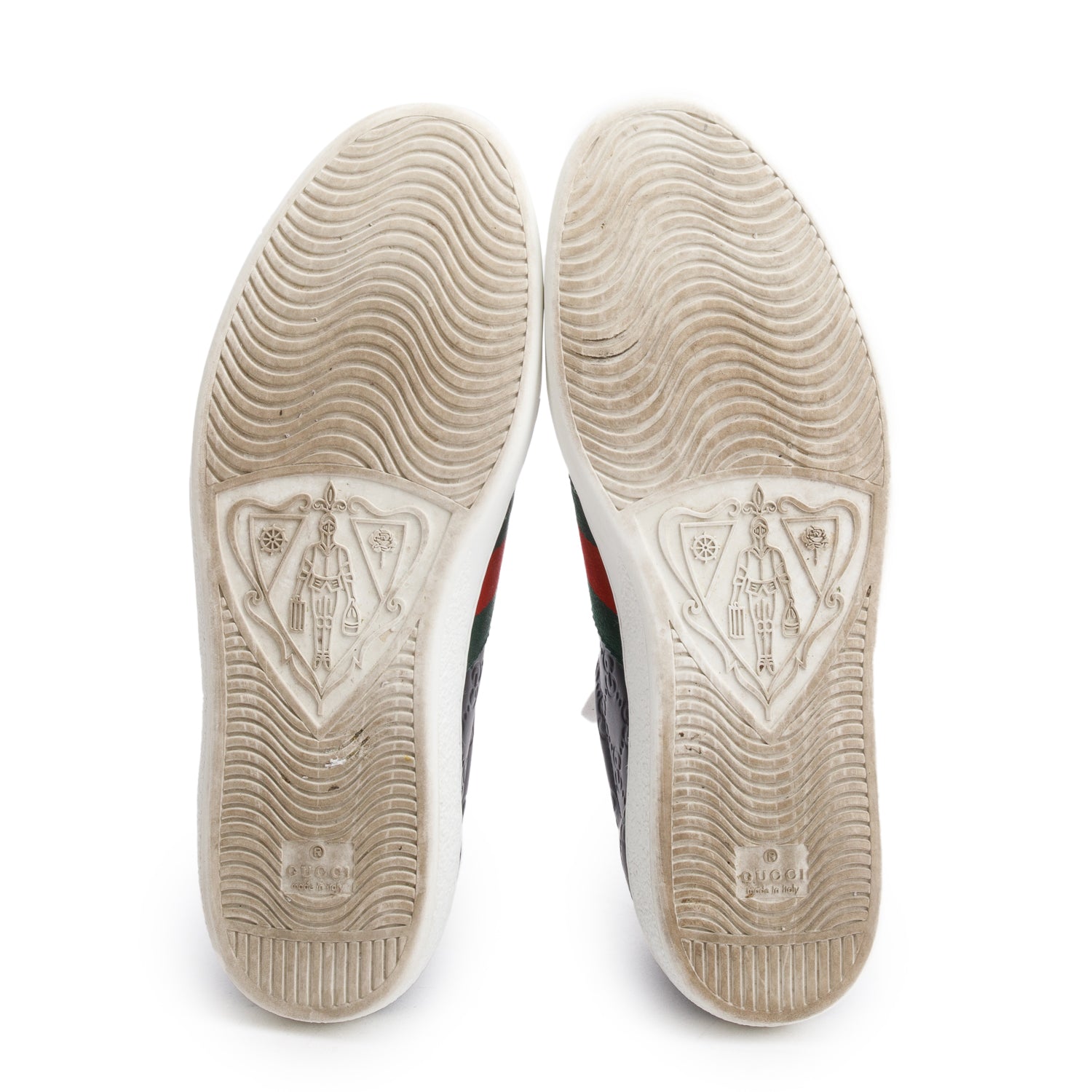 Gucci Black GG Signature Leather Web Men's Ace Sneakers, Size 34