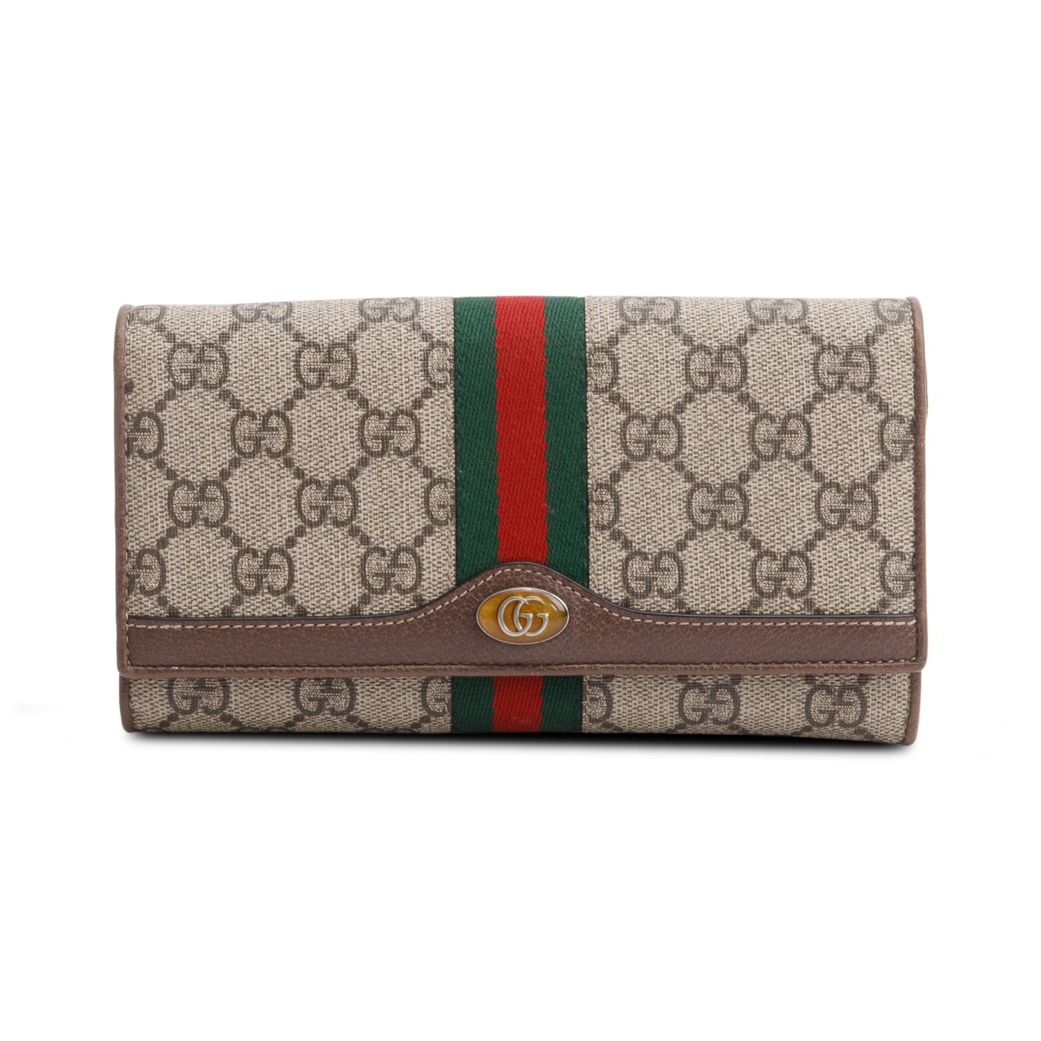Gucci Beige GG Supreme Ophidia GG Web Wallet on Chain w/ Box