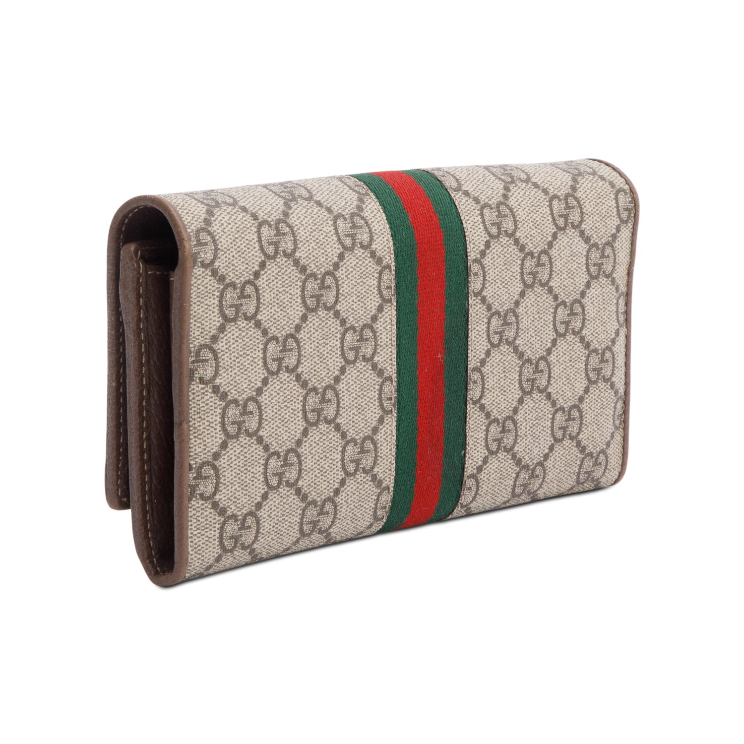 Gucci Beige GG Supreme Ophidia GG Web Wallet on Chain w/ Box