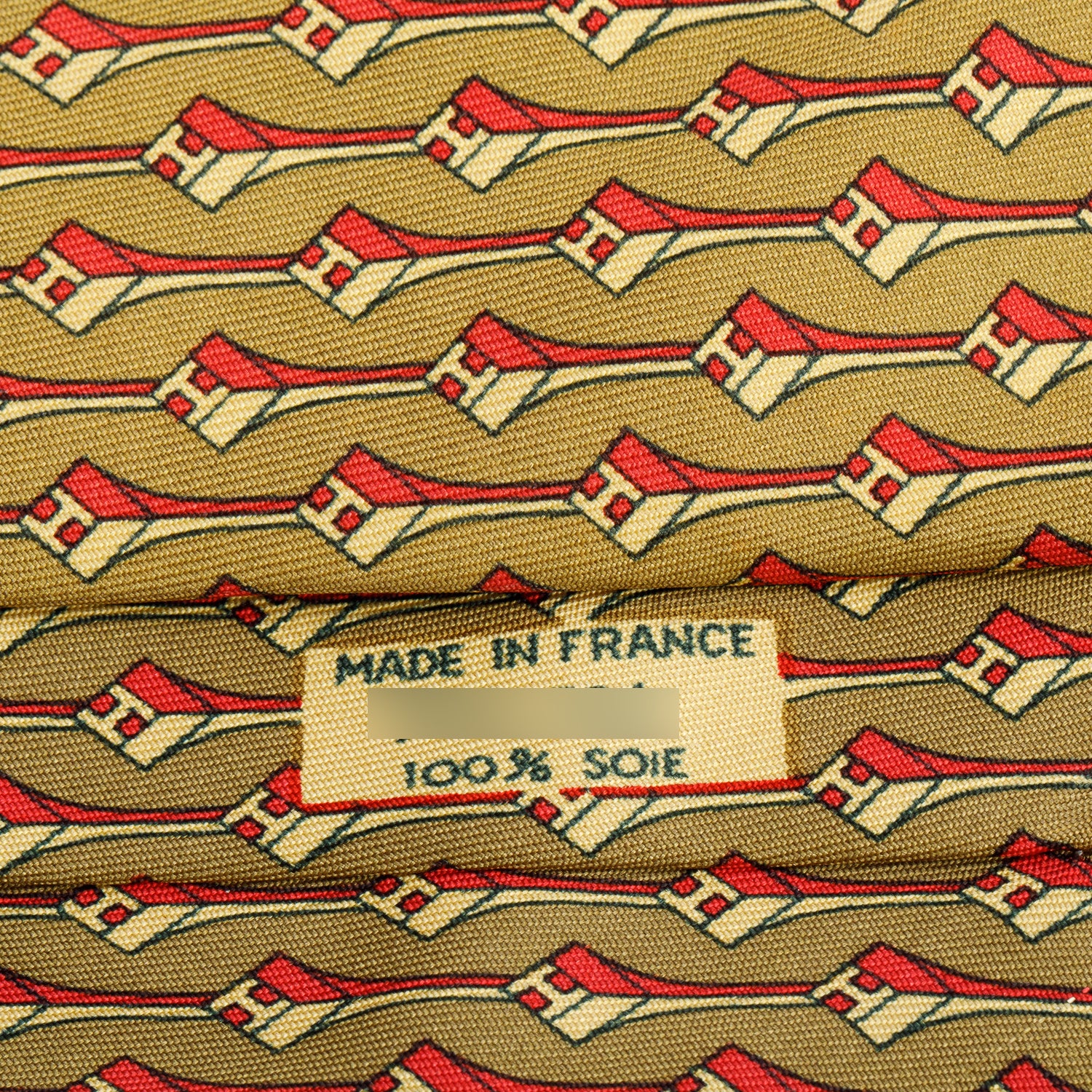 Hermes 922 HA Brown Printed Silk Tie