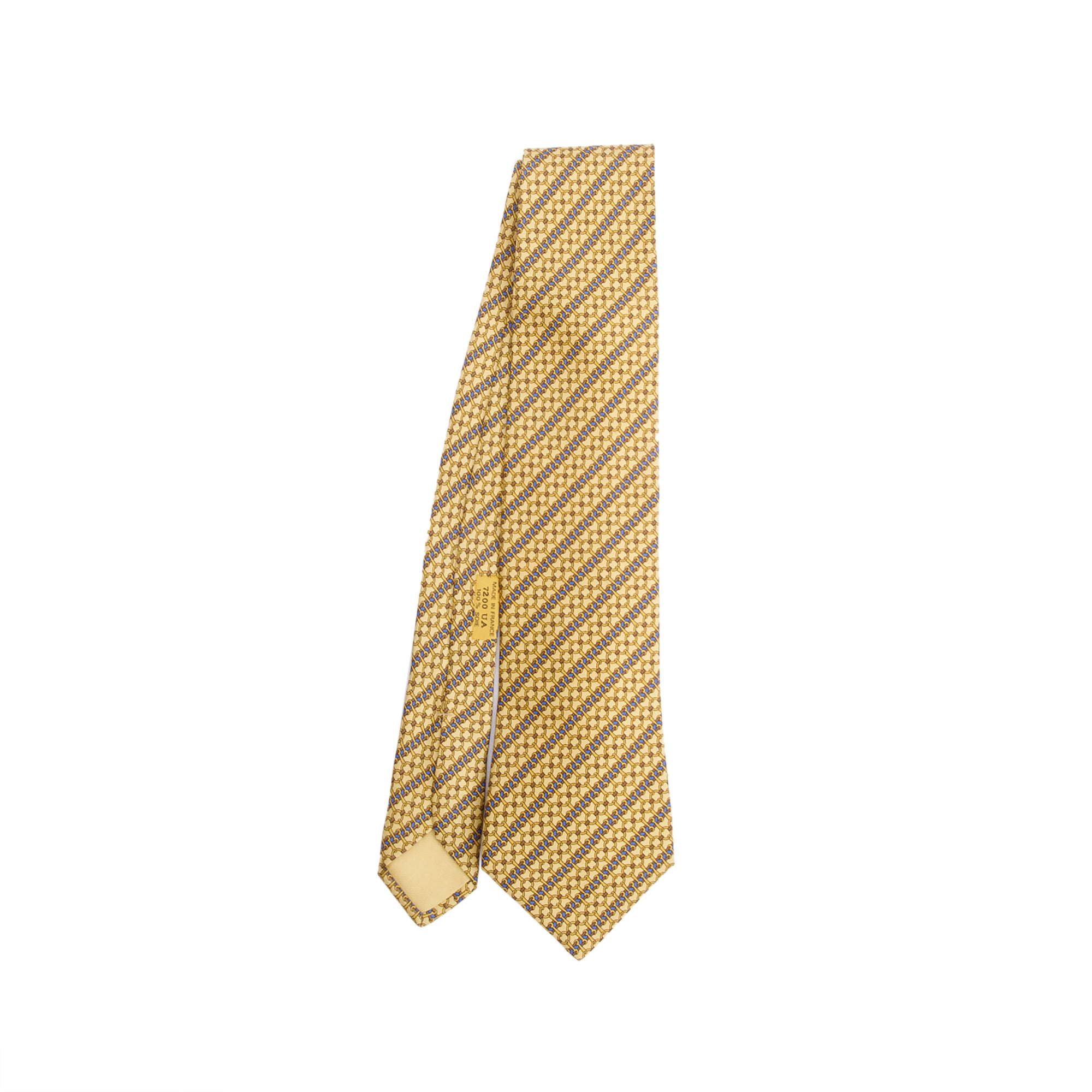 Hermes Yellow 7200 UA Printed Silk Tie