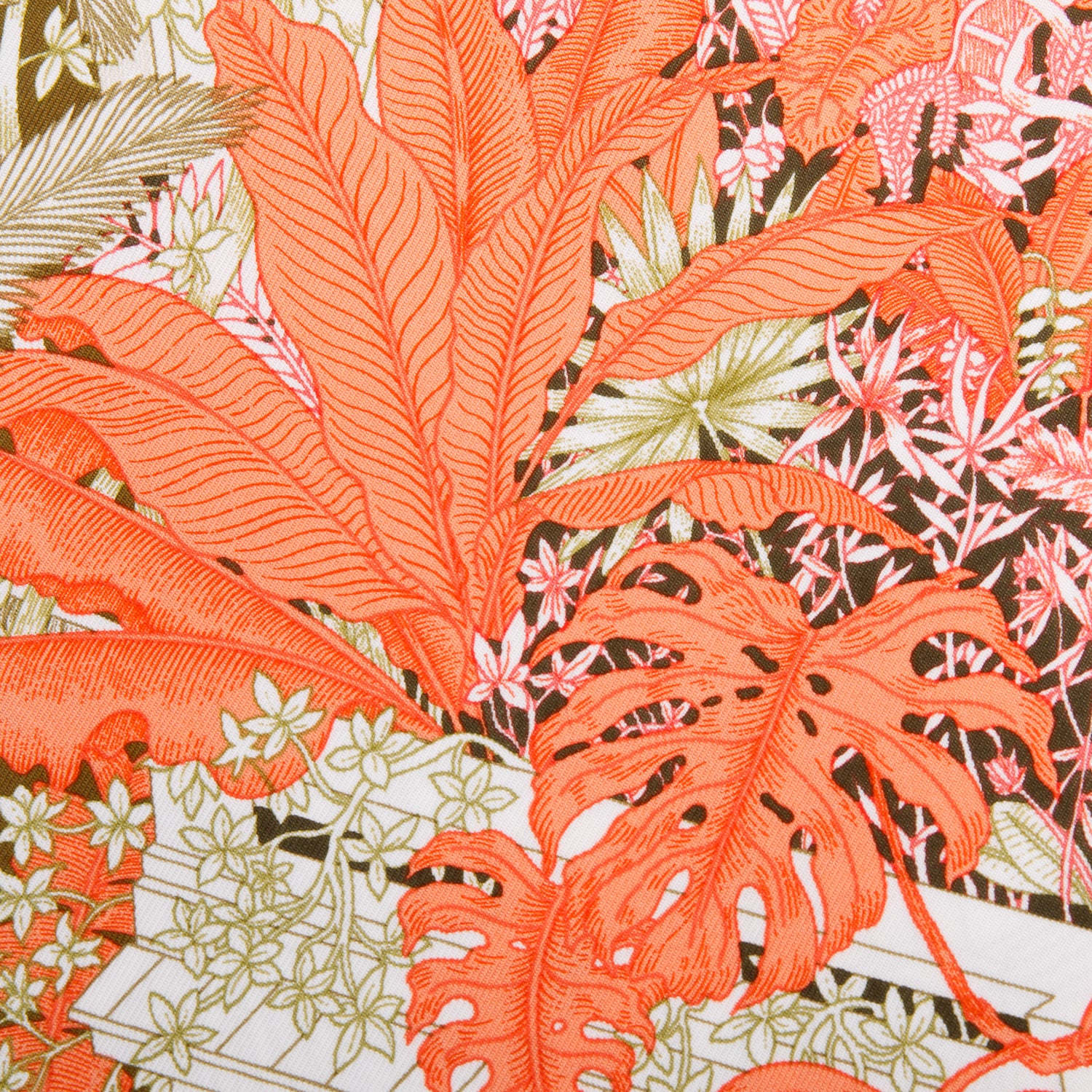 Hermes Orange Multicolor 'Faubourge Tropical' Silk Scarf 90 w/ Box