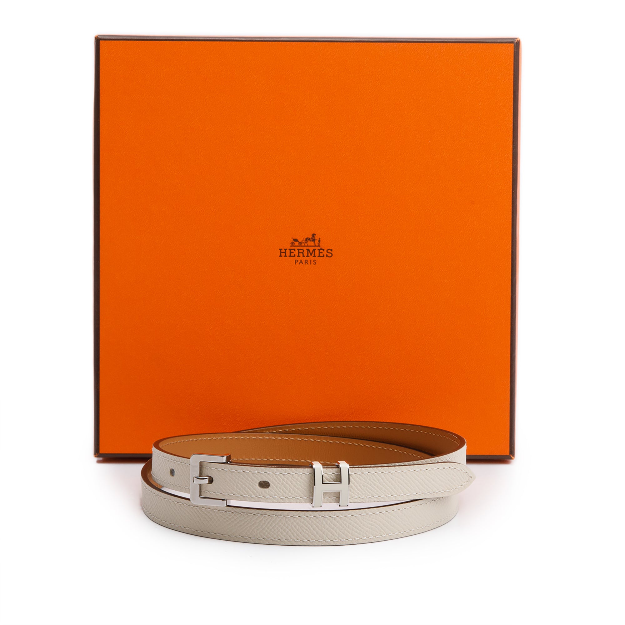 Hermes 2020 Craie Epsom Leather Pop H 15 Belt w/ Box