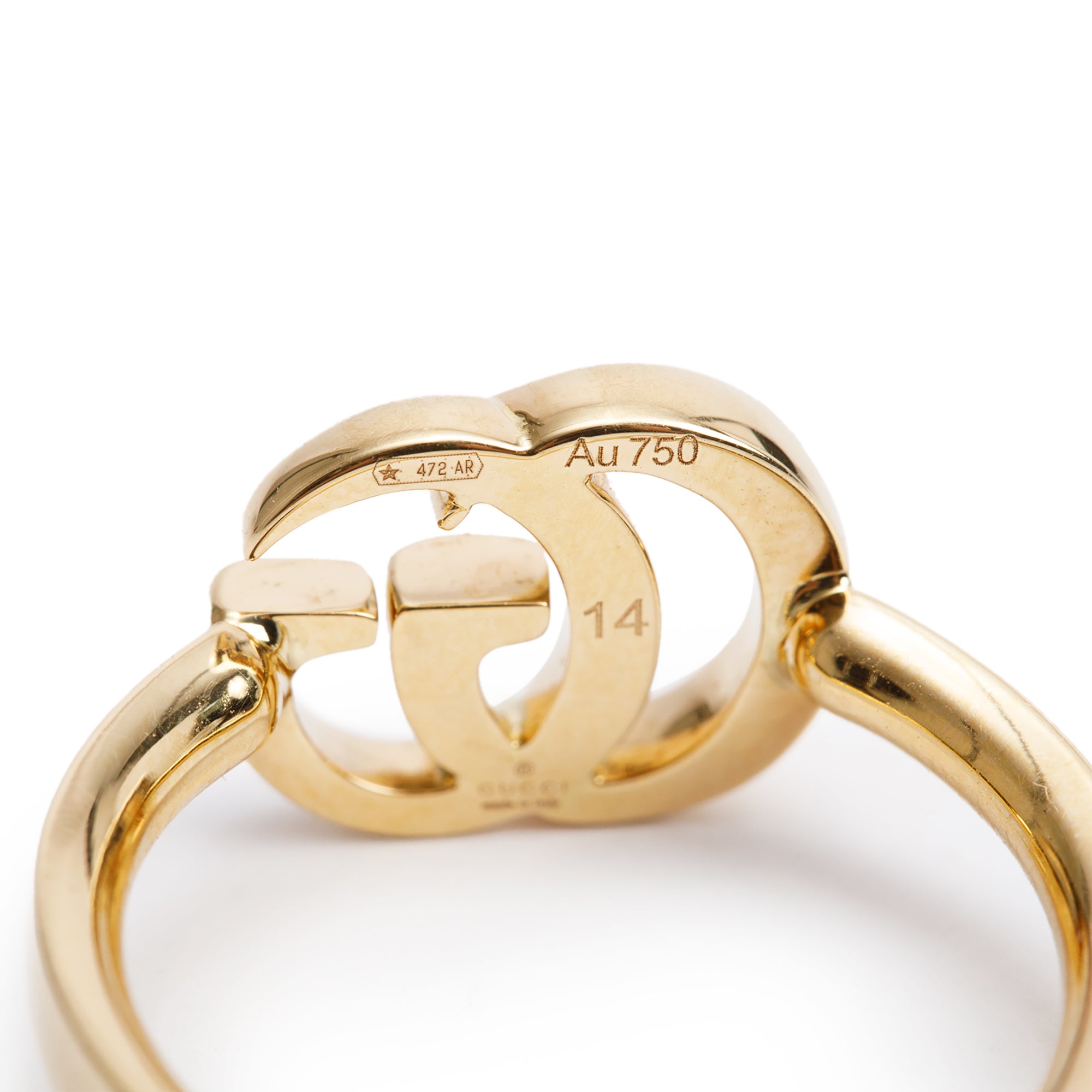 Gucci 18k Yellow Gold GG Running Ring, Size 14 6.75 w/ Box