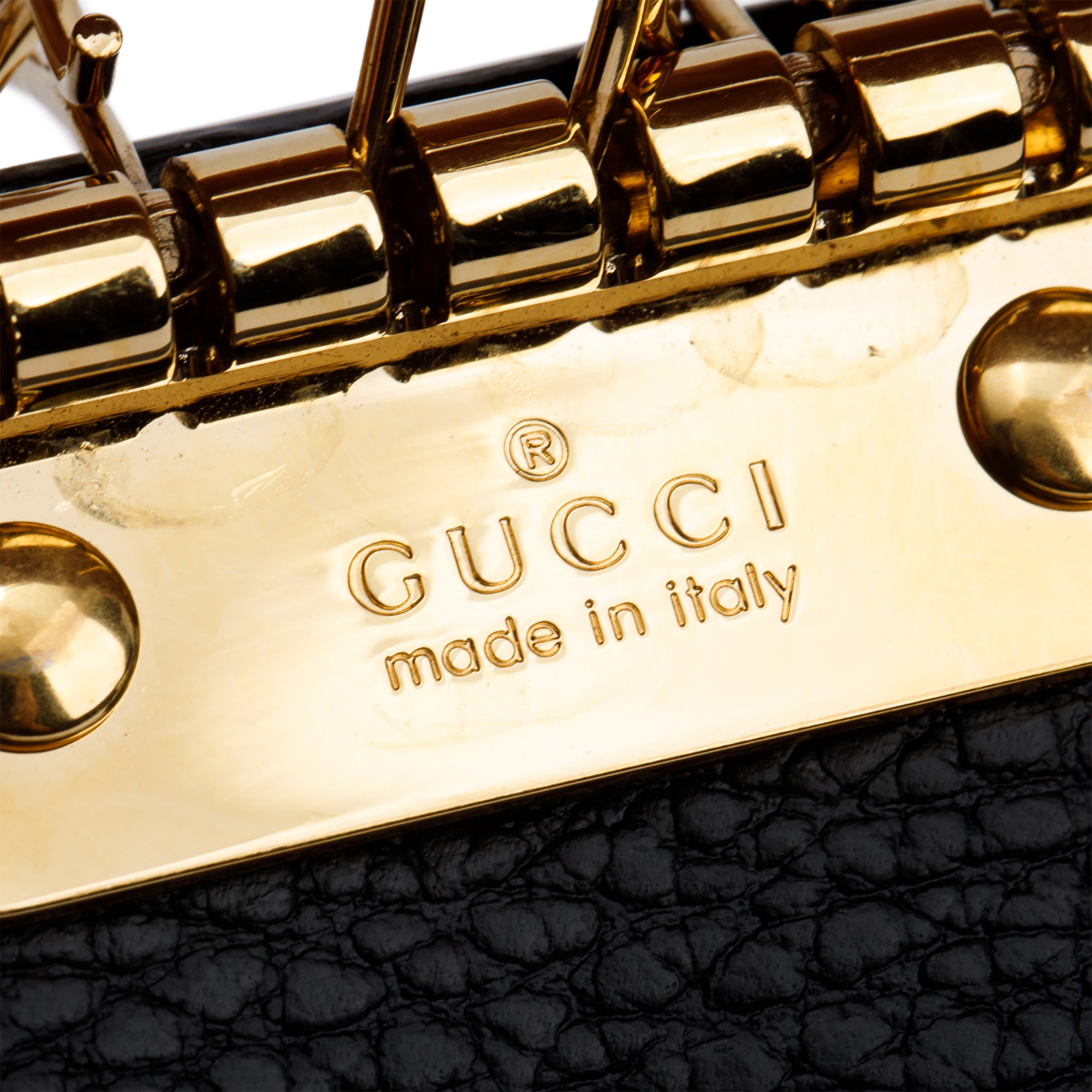 Gucci Black Leather GG Supreme GG Marmont 6 Key Case