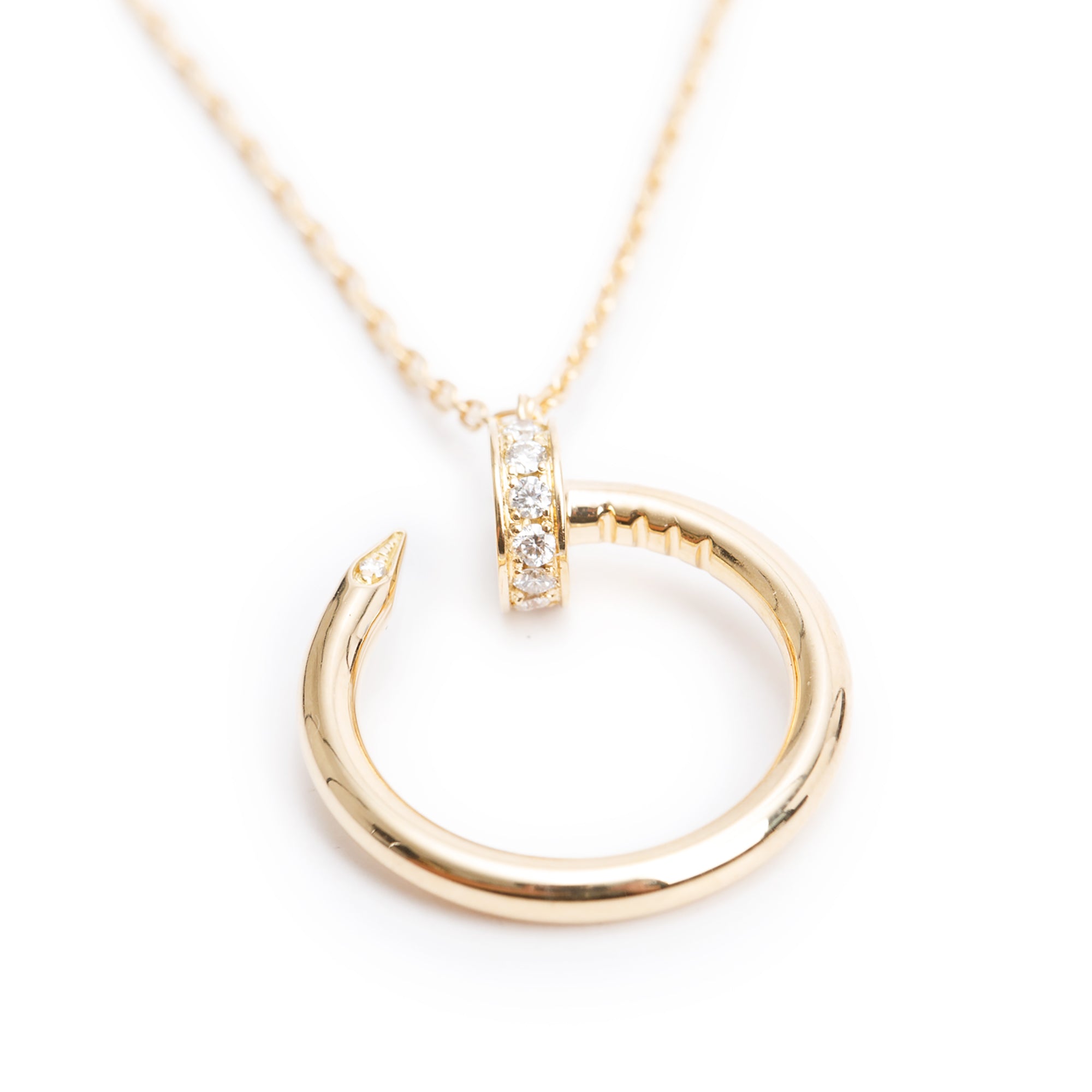 Cartier 2023 18k Yellow Gold Diamond Juste Un Clou Pendant Necklace w/ Box & Certificate