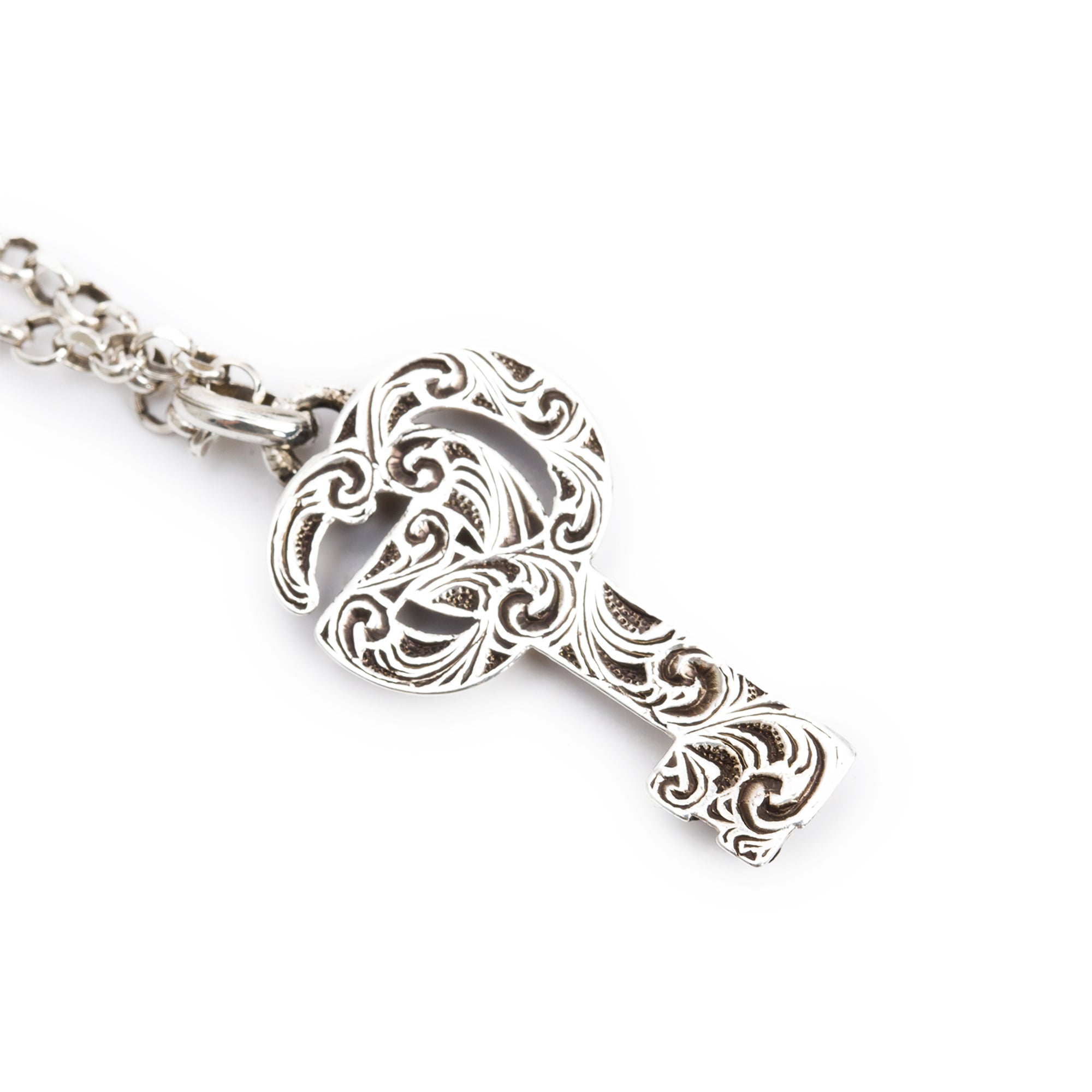Gucci Sterling Silver GG Marmont Key Pendant Necklace w/ Box
