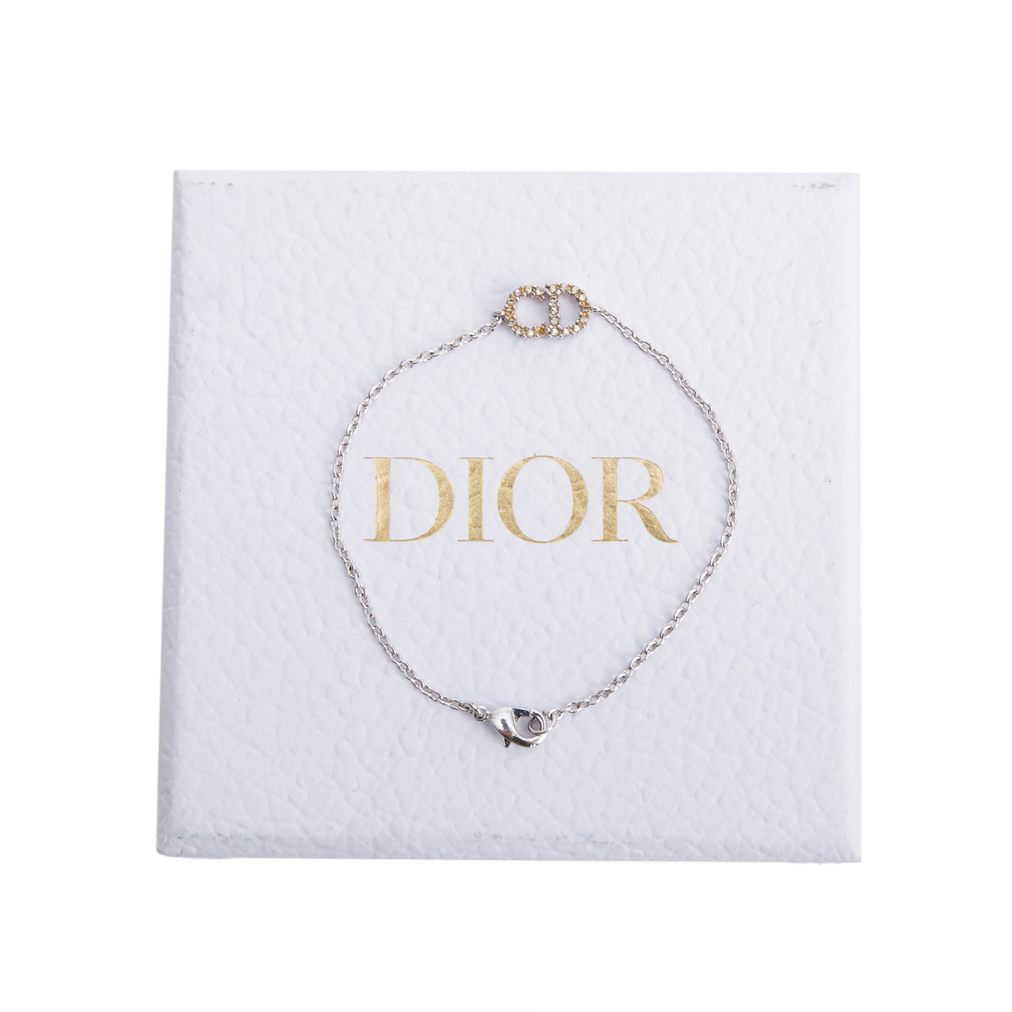 Christian Dior Palladium Plated Crystal Clair D Lune Bracelet w/ Box
