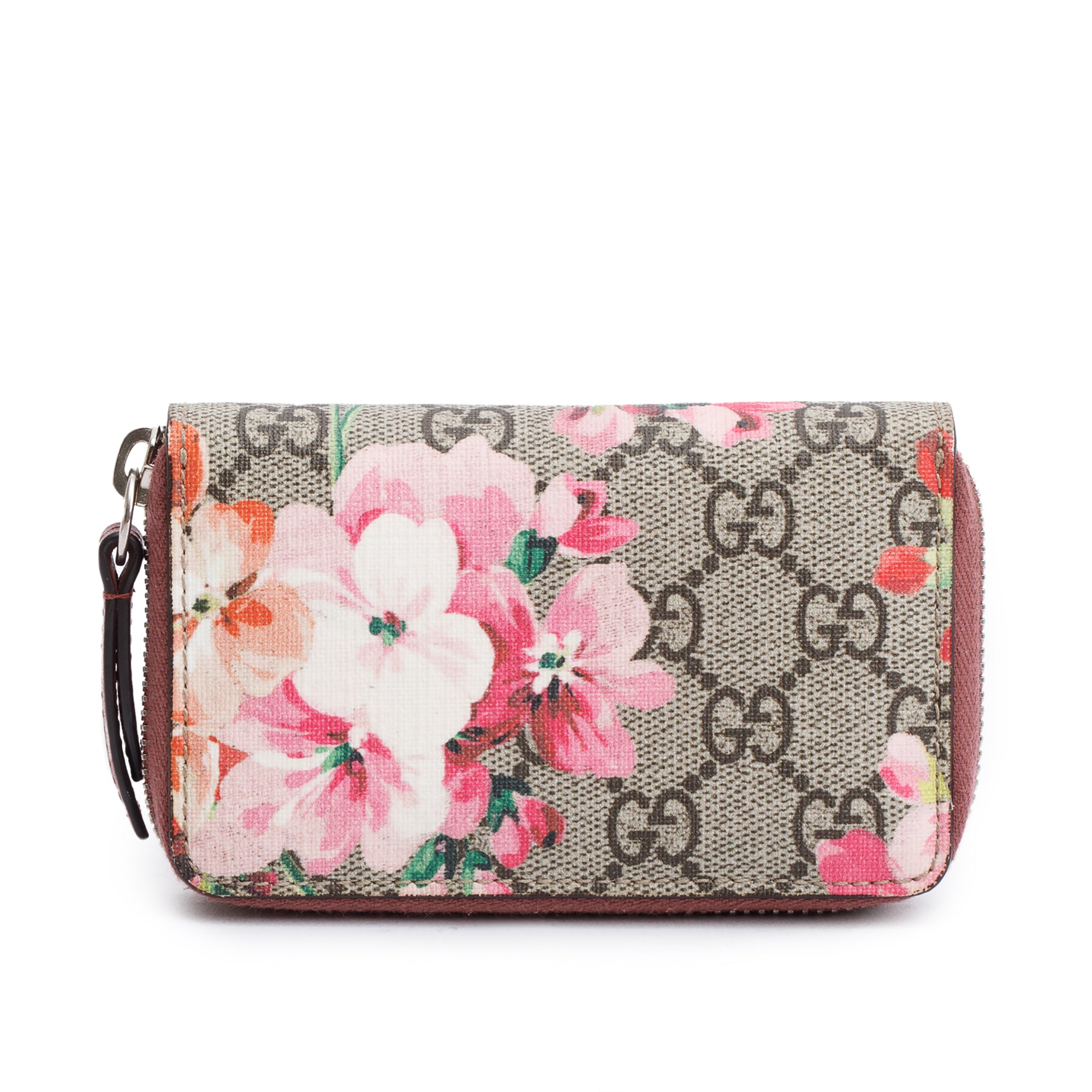 Gucci GG Supreme Blooms Zip Around Card Case Wallet w/ Box
