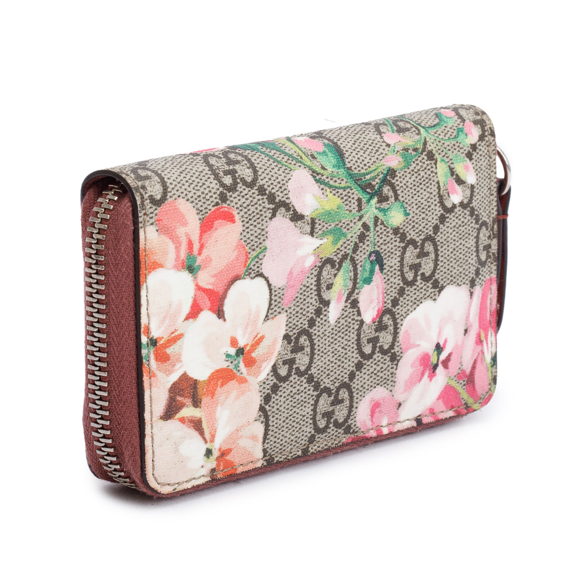 Gucci GG Supreme Blooms Zip Around Card Case Wallet w/ Box