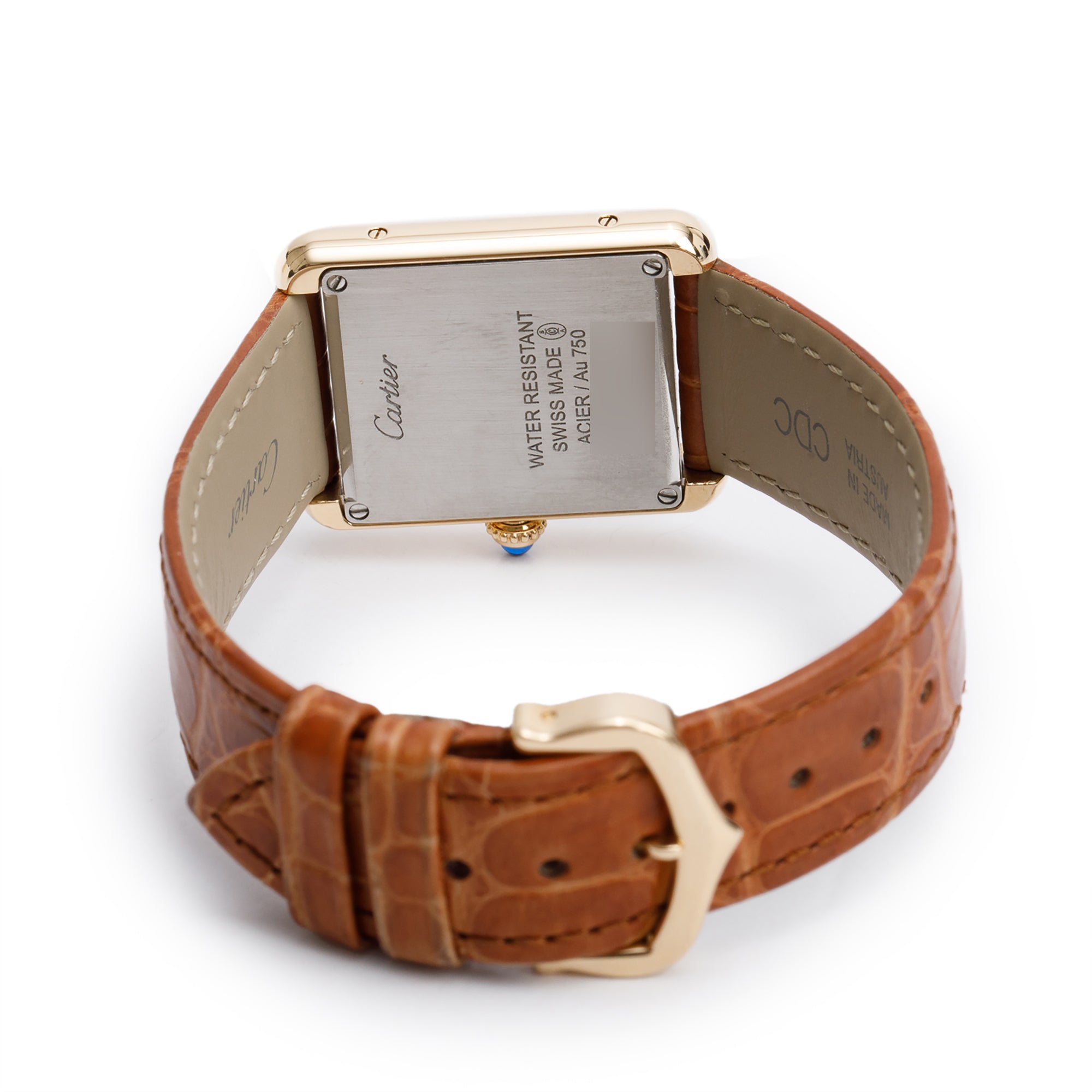 Cartier 18k Yellow Gold & Stainless Steel Tank Solo Watch w/ Box, Papers, Service Receipt & Extra Leather Strap