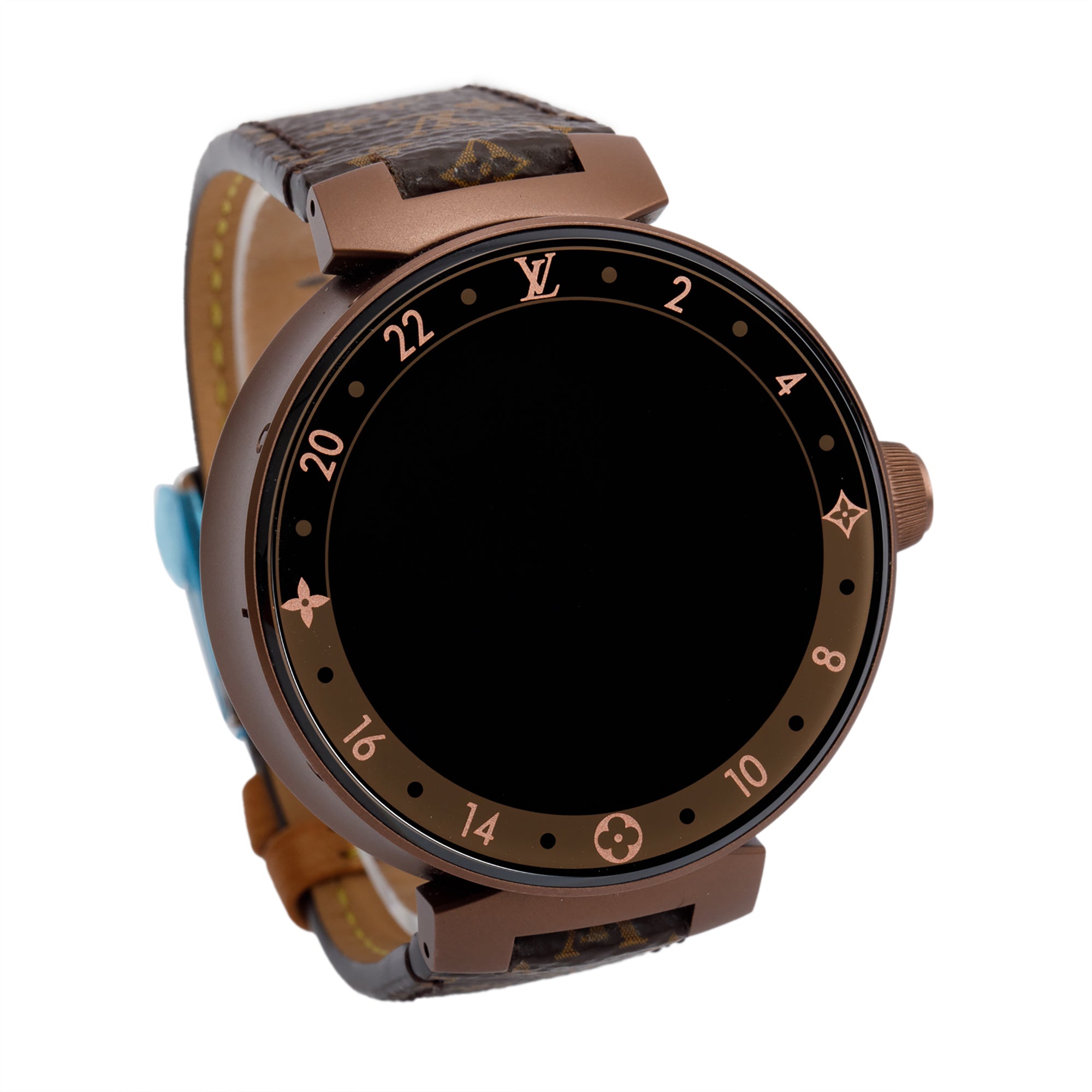 Louis Vuitton Brown PVD Stainless Steel Tambour Horizon 42 MM Digital Smart Watch QA052 w/ Box, Papers & Extra Strap