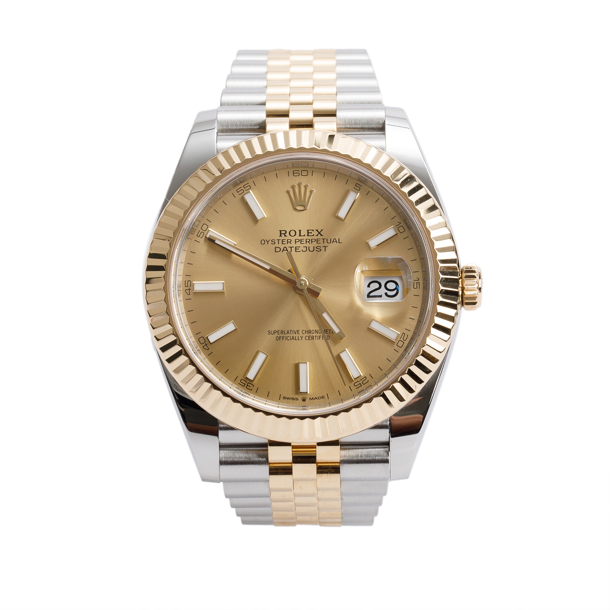 Rolex 2021 Stainless Steel & 18k Yellow Gold Oyster Perpetual Datejust 41 MM Watch Gold Dial 126333 w/ Box & Papers