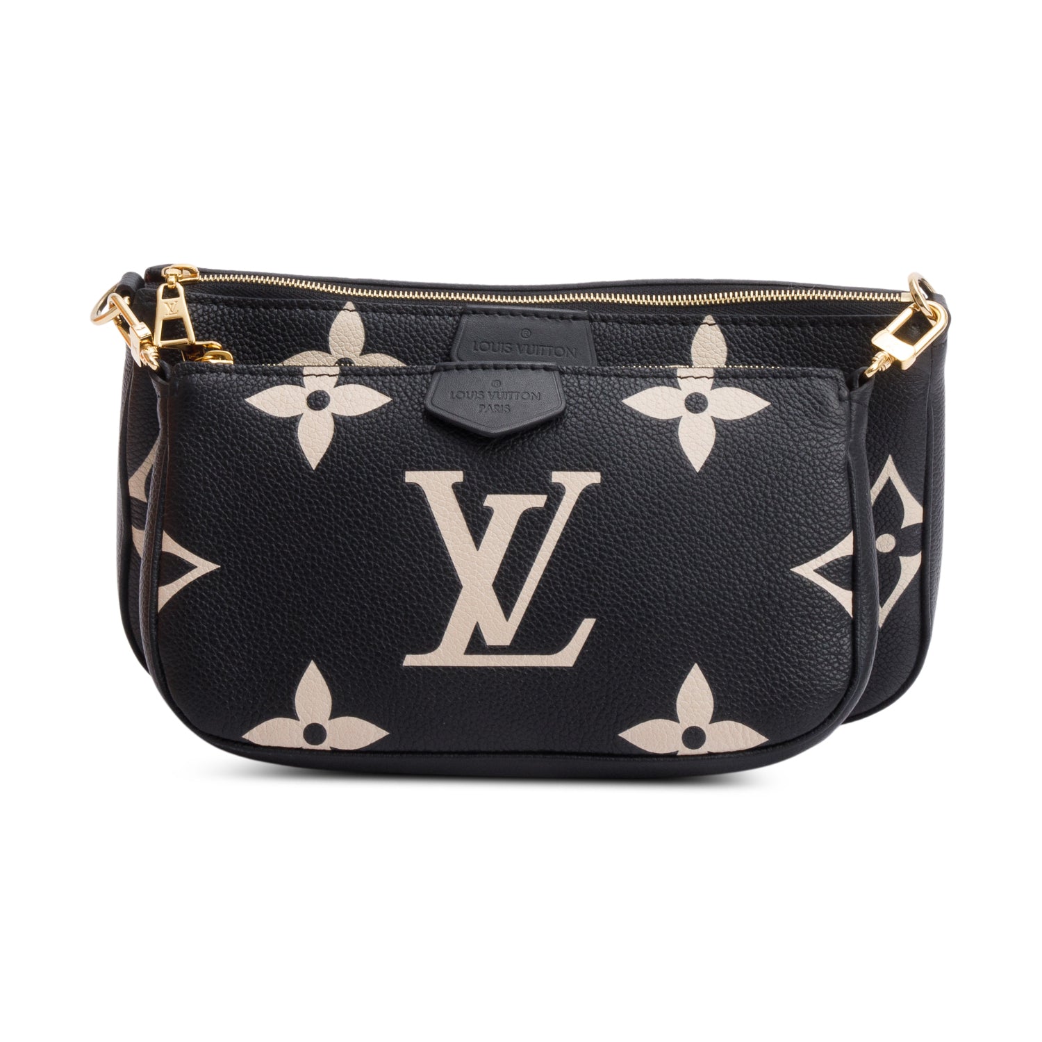 Louis Vuitton 2024 Black Monogram Bicolor Empreinte Leather Pochette Accessoires w/ Straps, Box & Receipt