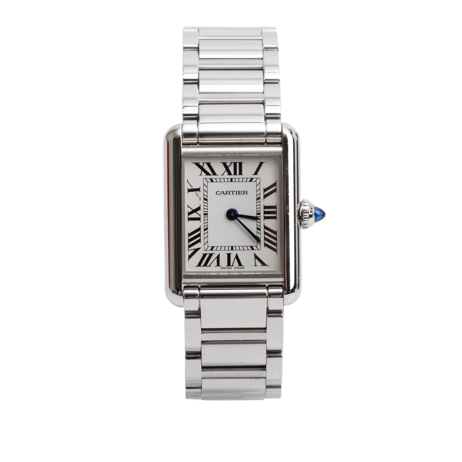 Cartier Stainless Steel Tank Must de Cartier Quartz Watch, Small Model 4322 w/ Box, Papers & Extra Leather Strap