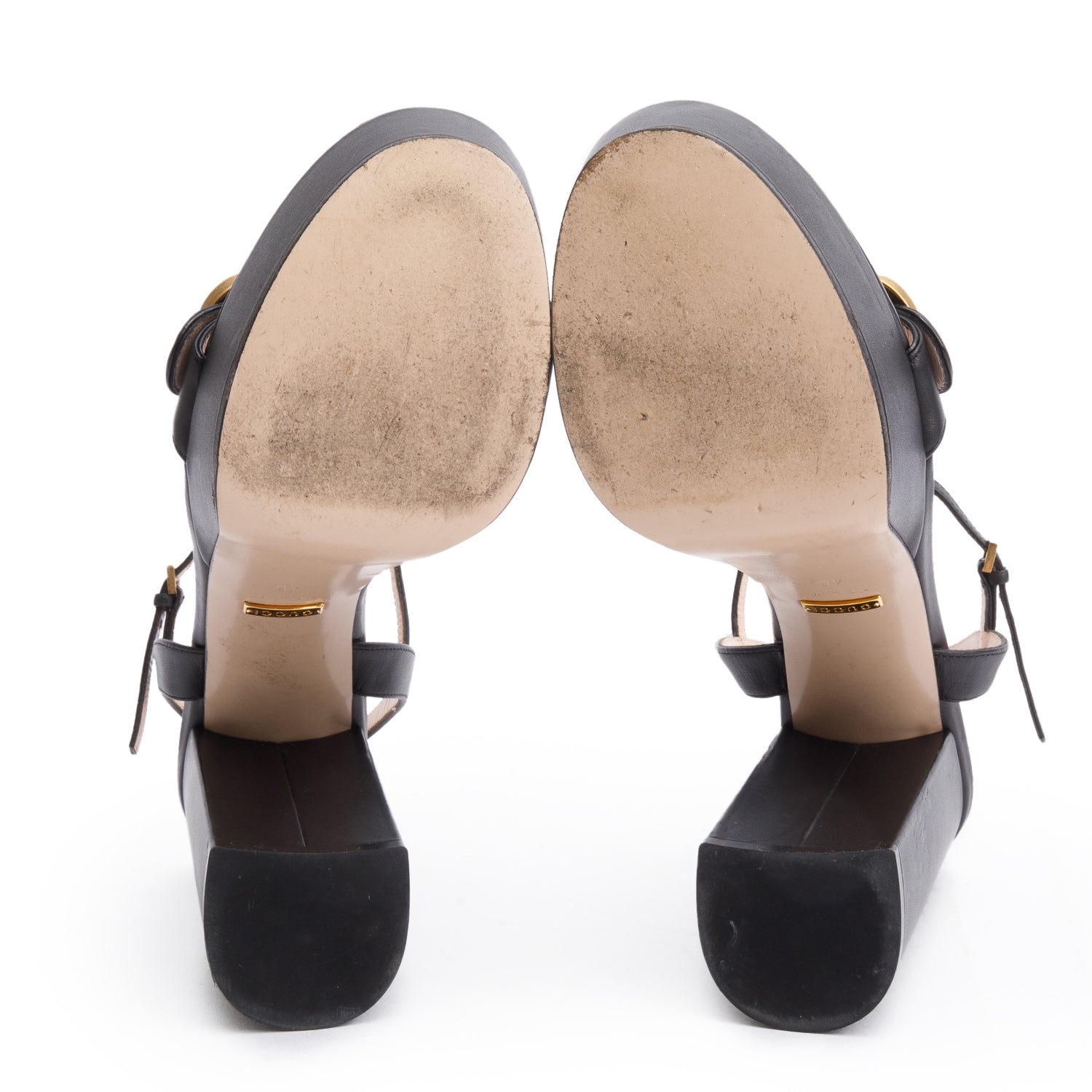 Gucci Black GG Marmont Leather Lifford Platform Sandals, Size 40